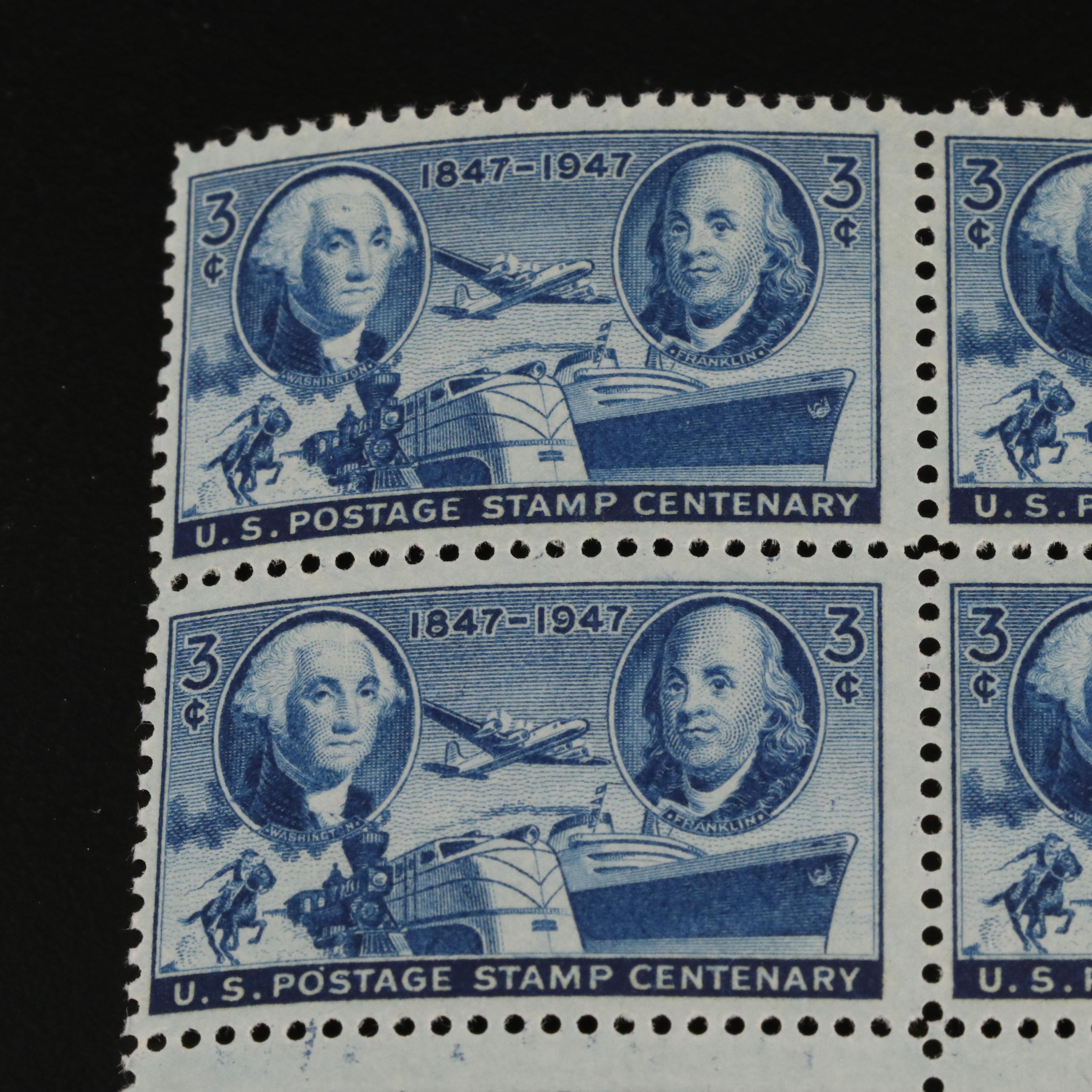 Hundreds of U.S. Postage Stamp Plate Blocks, 1940s-1950s