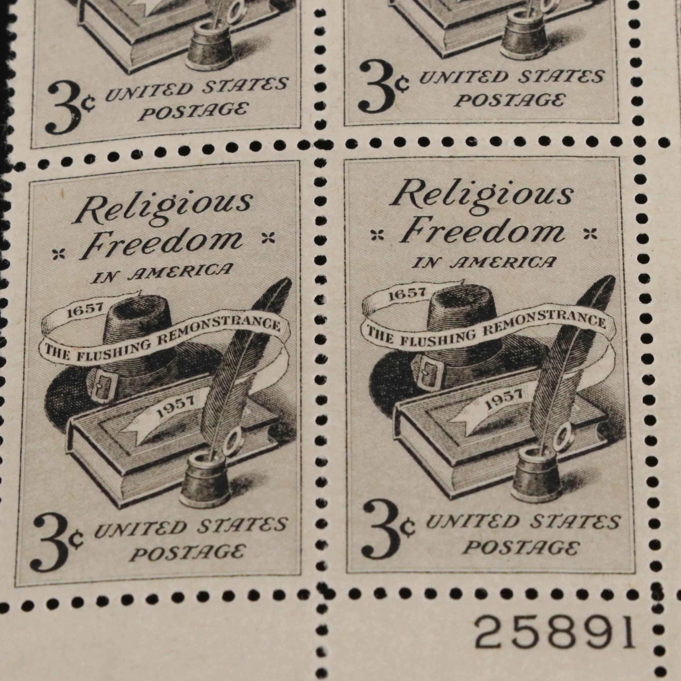 Hundreds of U.S. Postage Stamp Plate Blocks, 1940s-1950s