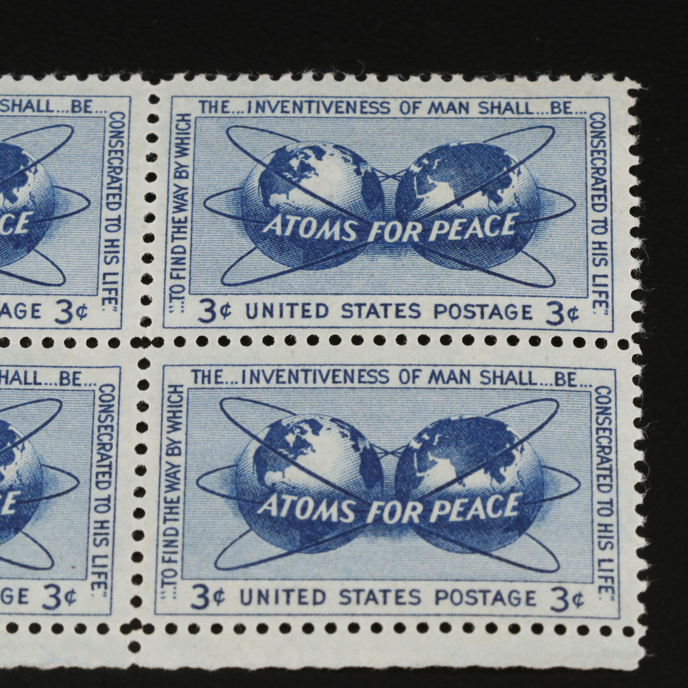 1,225 U.S. Postage Stamp Plate Blocks, 1940s-1950s