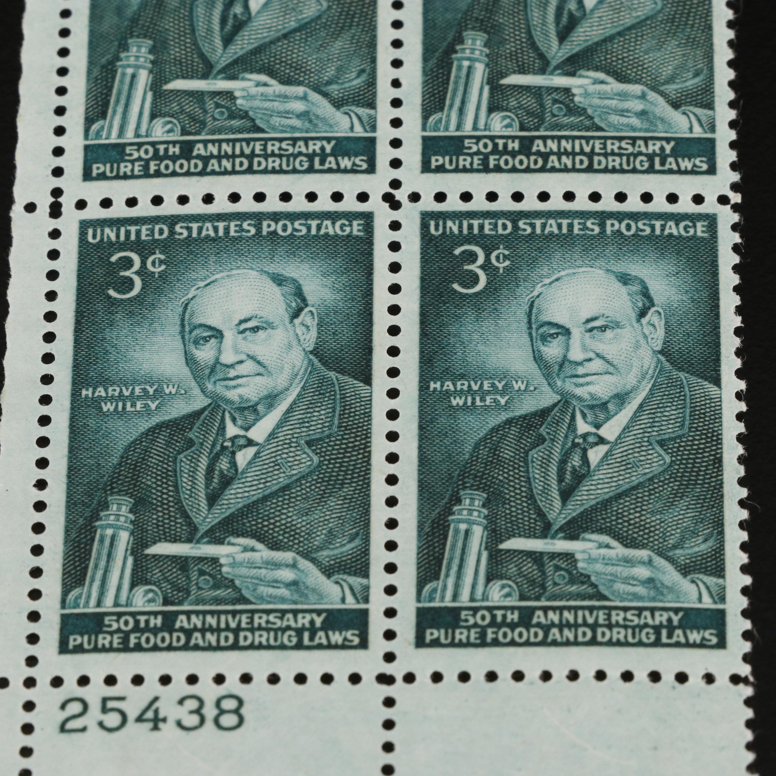 1,225 U.S. Postage Stamp Plate Blocks, 1940s-1950s