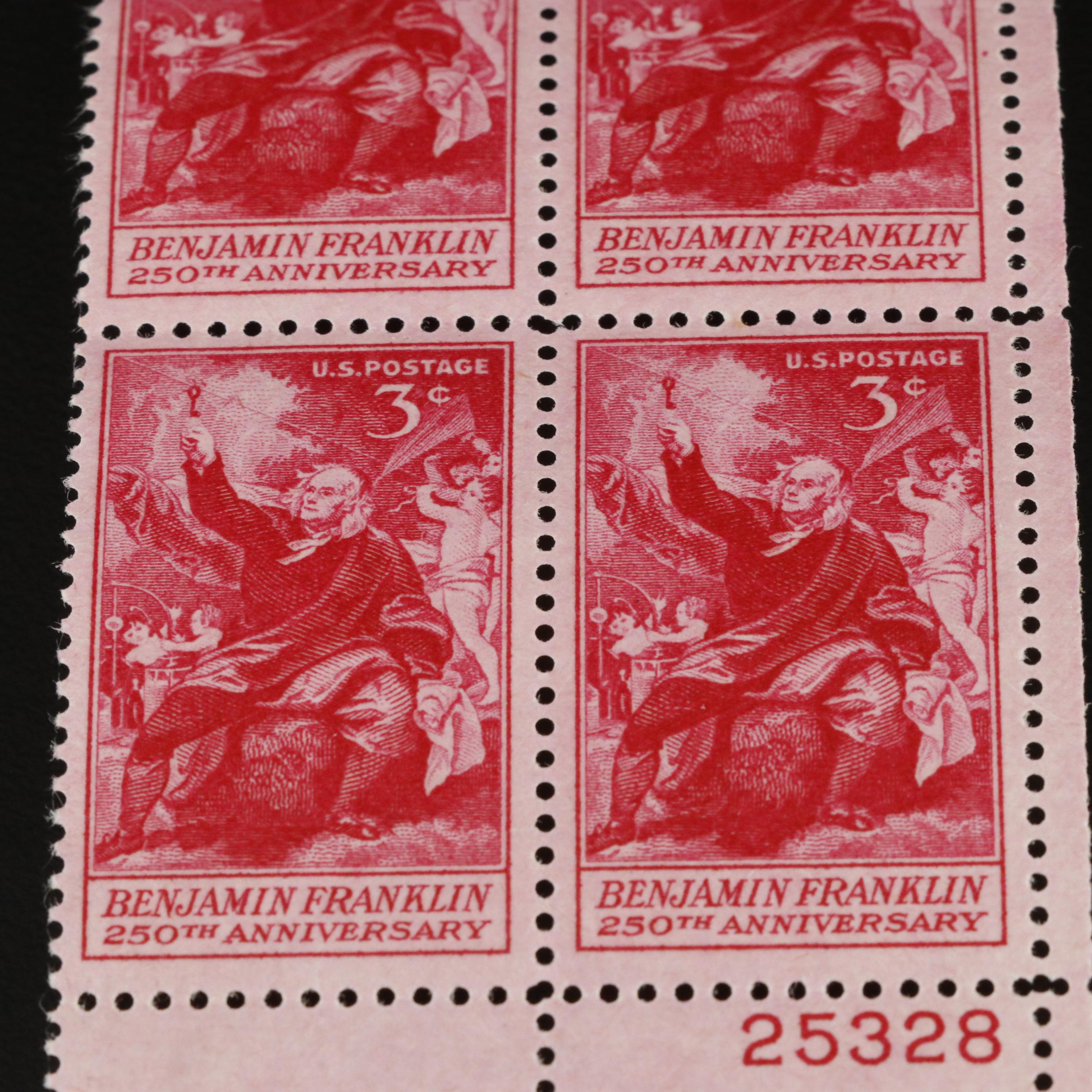 1,225 U.S. Postage Stamp Plate Blocks, 1940s-1950s