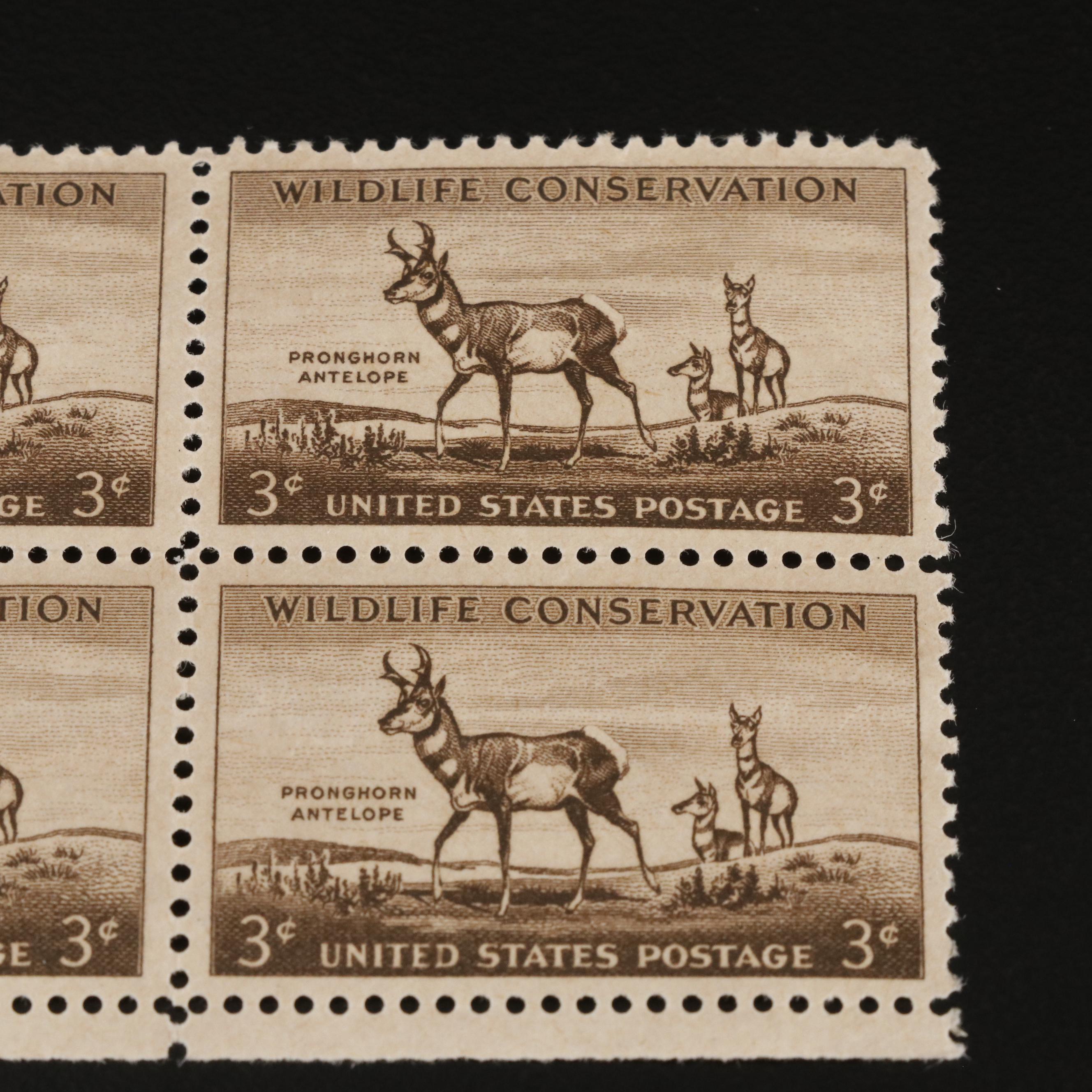 1,225 U.S. Postage Stamp Plate Blocks, 1940s-1950s