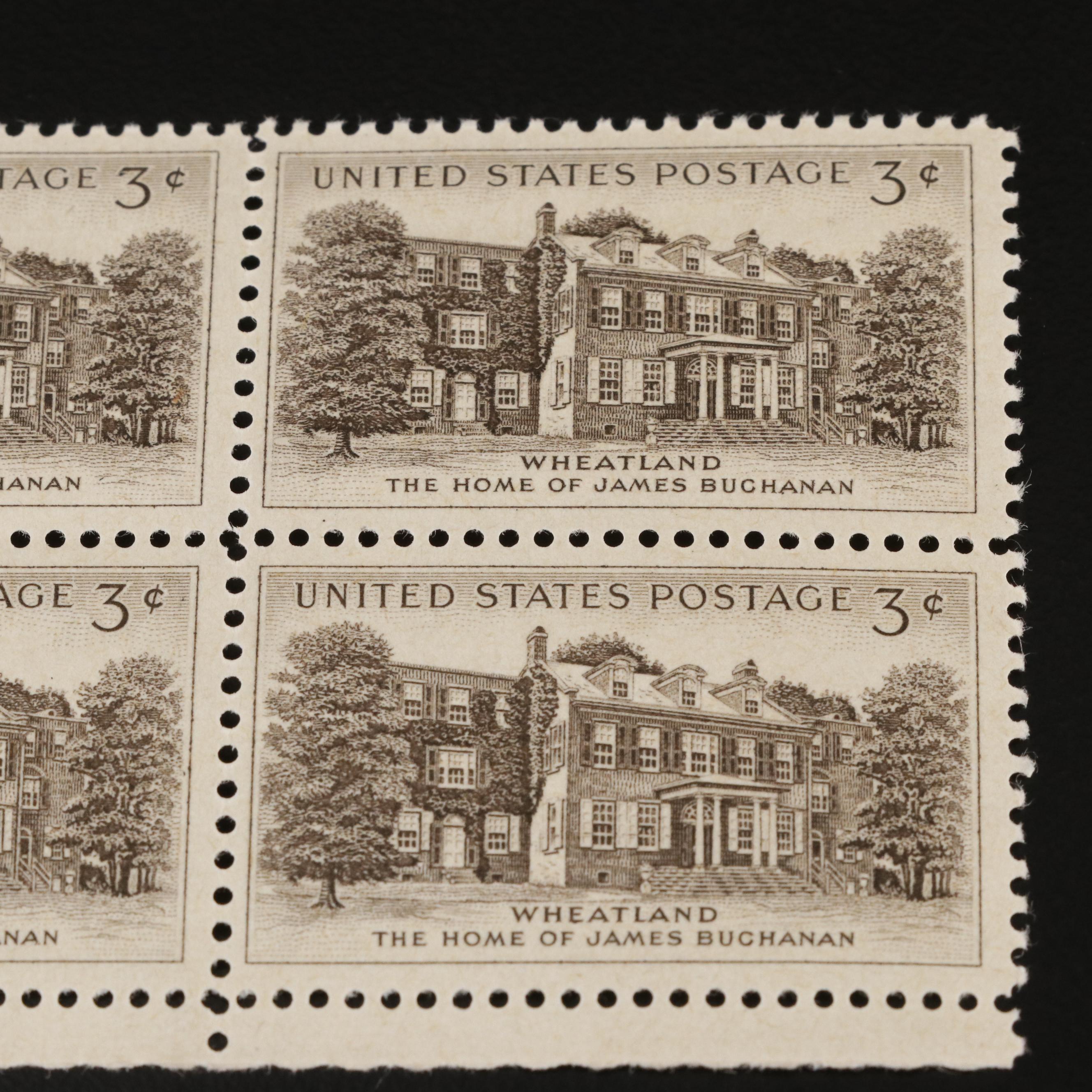 1,225 U.S. Postage Stamp Plate Blocks, 1940s-1950s