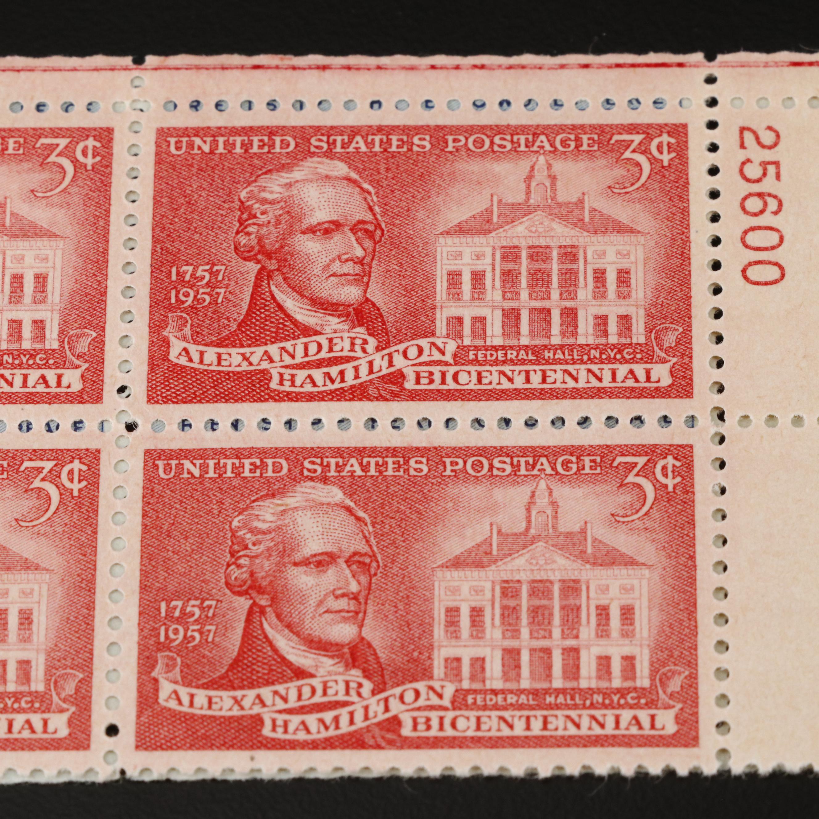 1,225 U.S. Postage Stamp Plate Blocks, 1940s-1950s