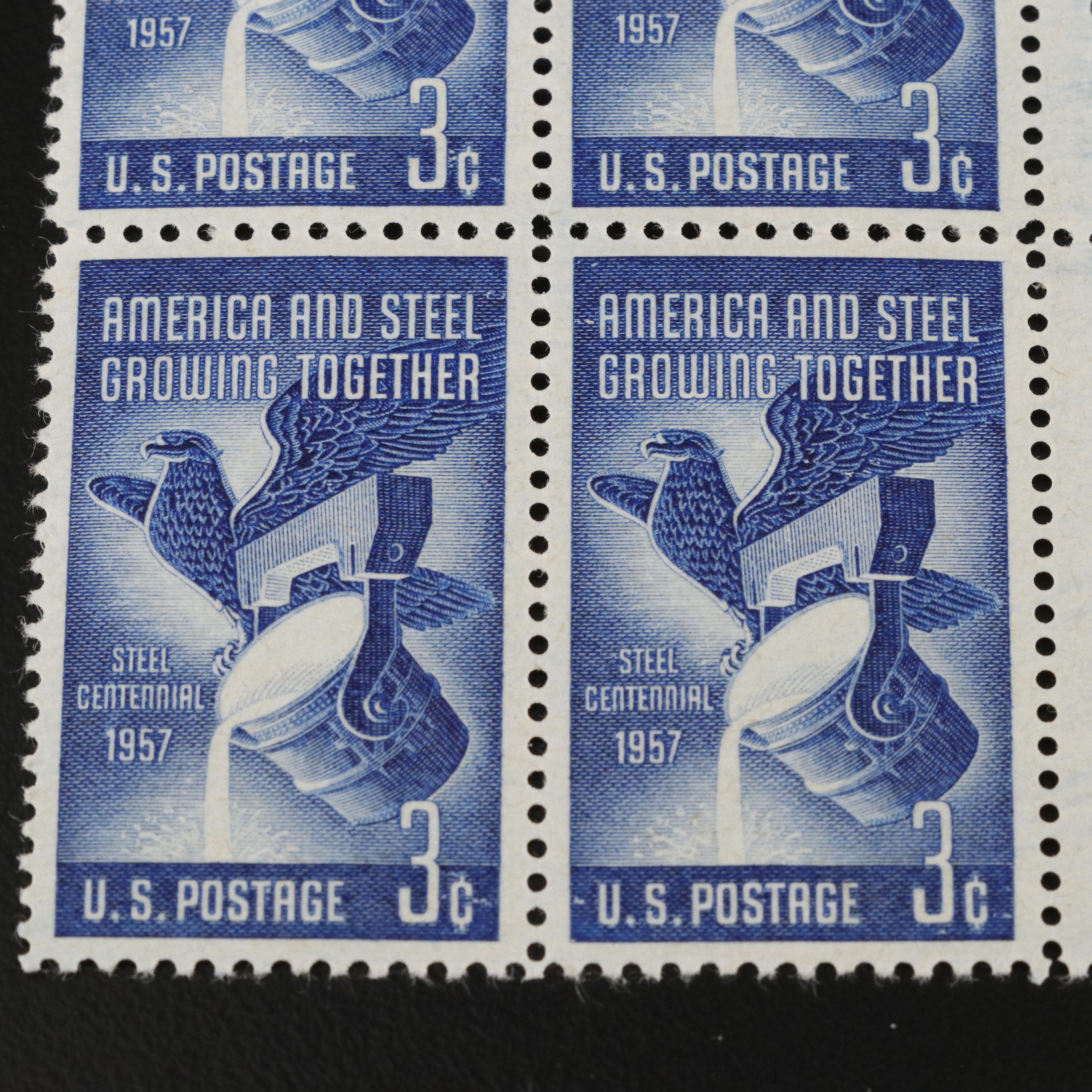 1,225 U.S. Postage Stamp Plate Blocks, 1940s-1950s