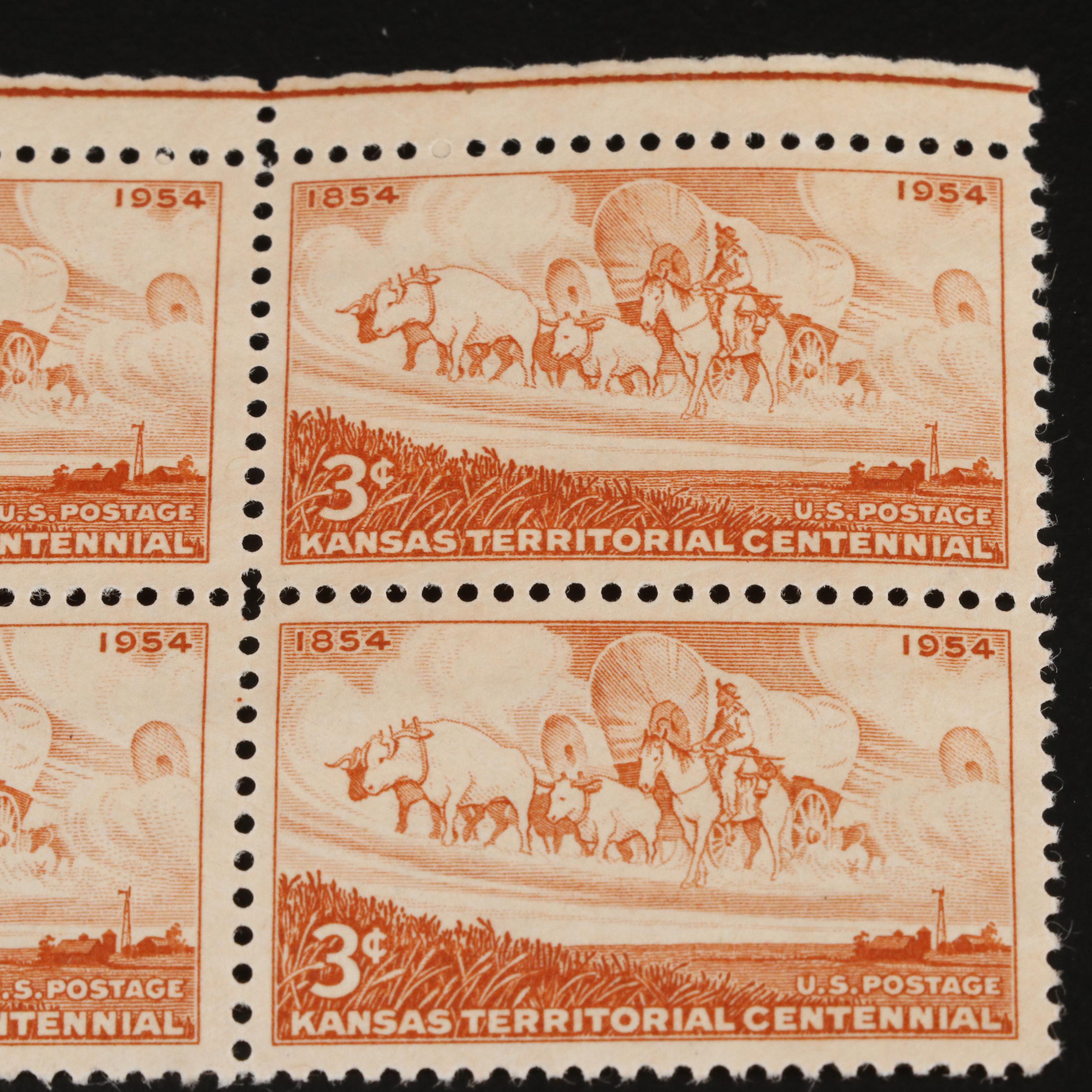 1,225 U.S. Postage Stamp Plate Blocks, 1940s-1950s
