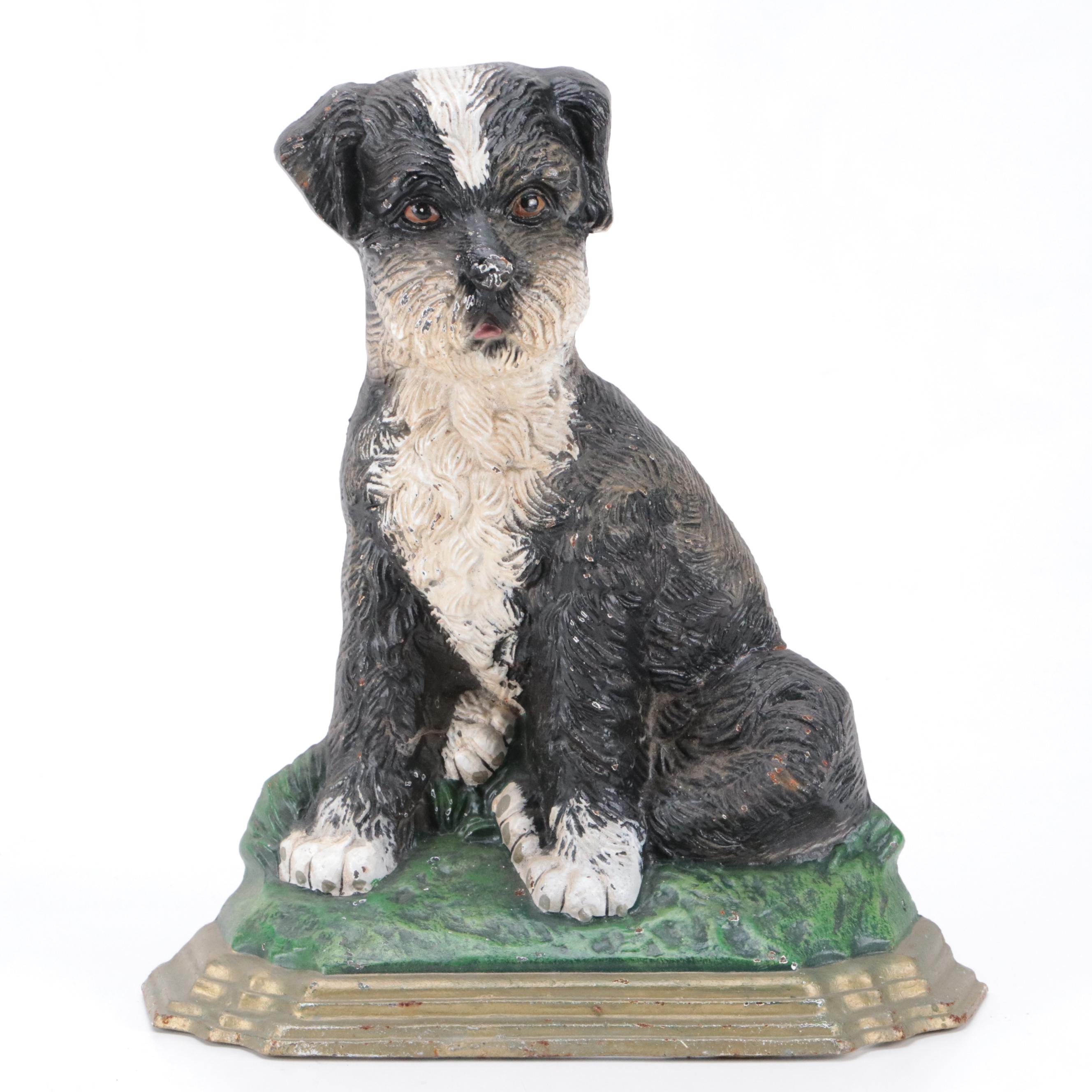 Painted Cast Iron Dog Shaped Doorstop, Mid to Late 20th Century EBTH