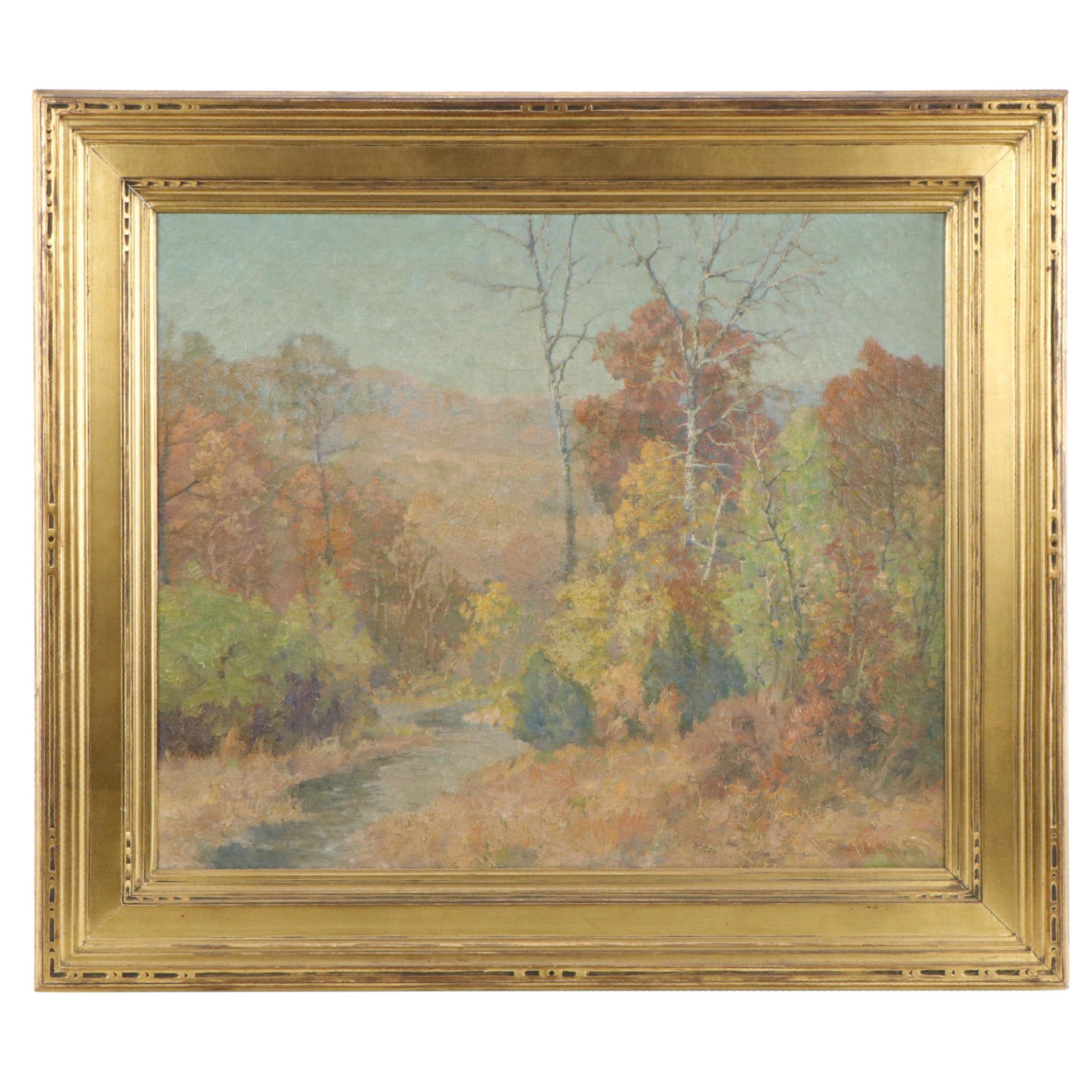 Maurice Braun Impressionist Plein-Air Autumn Landscape Oil Painting