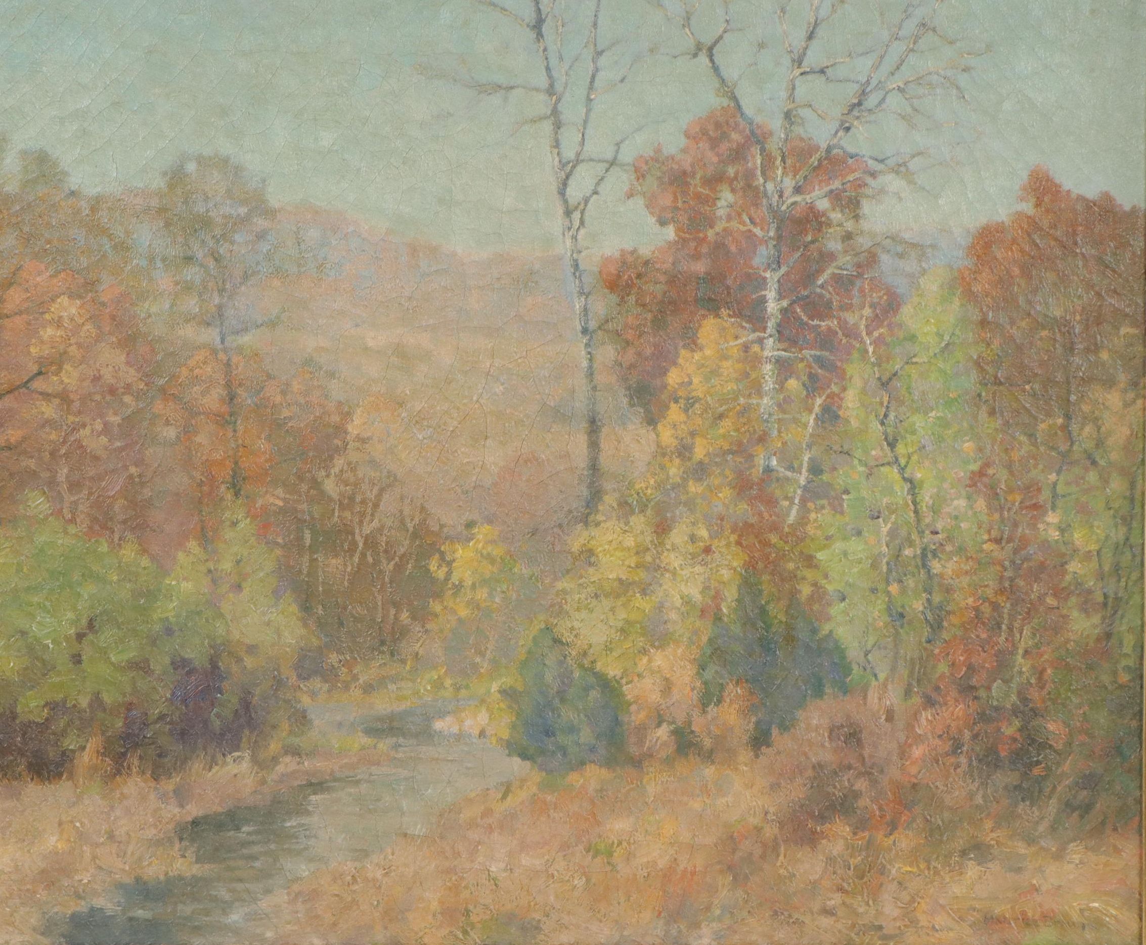 Maurice Braun Impressionist Plein-Air Autumn Landscape Oil Painting