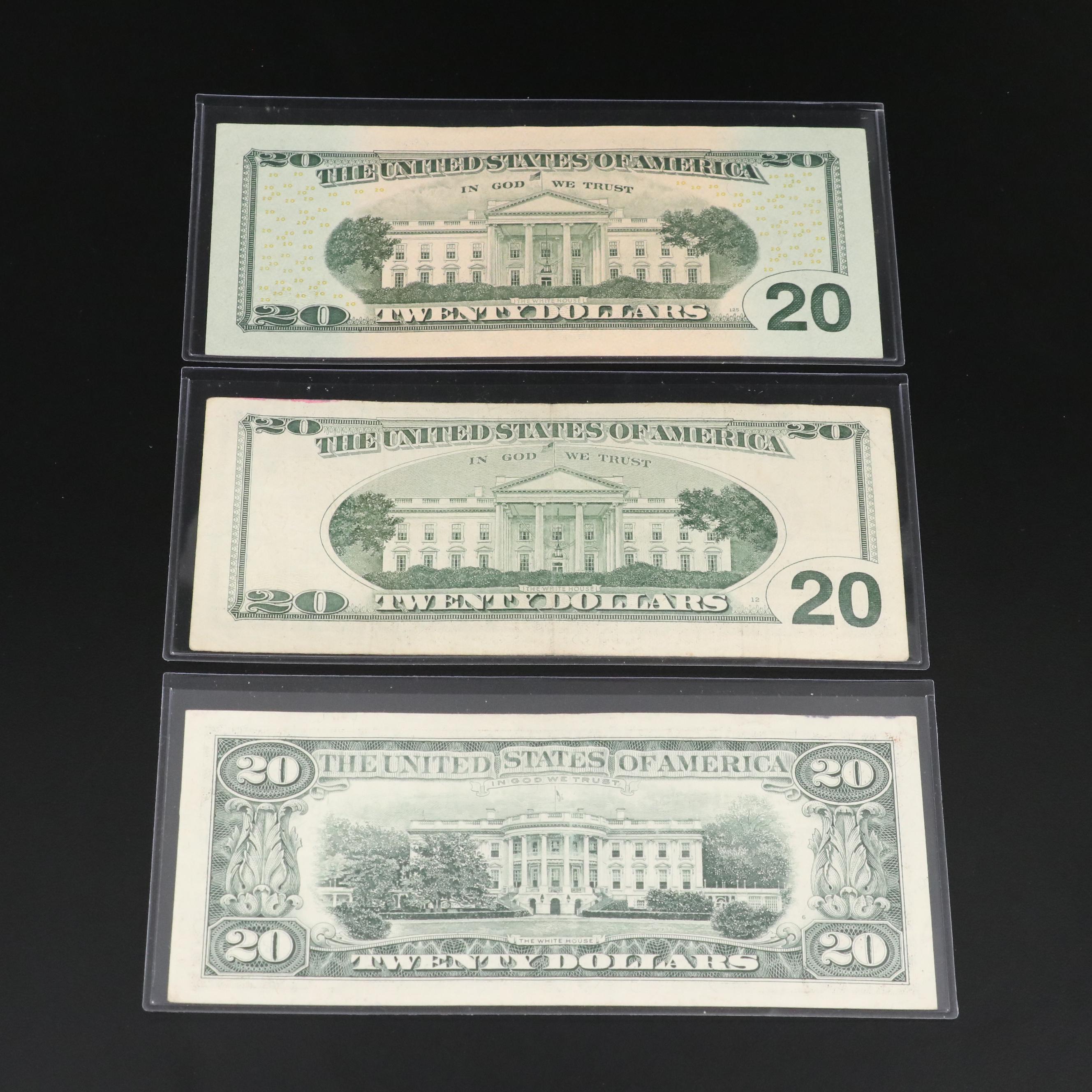 Group of Nine Various U.S. Currency Notes Including a 2001 $50 Federal Reserve