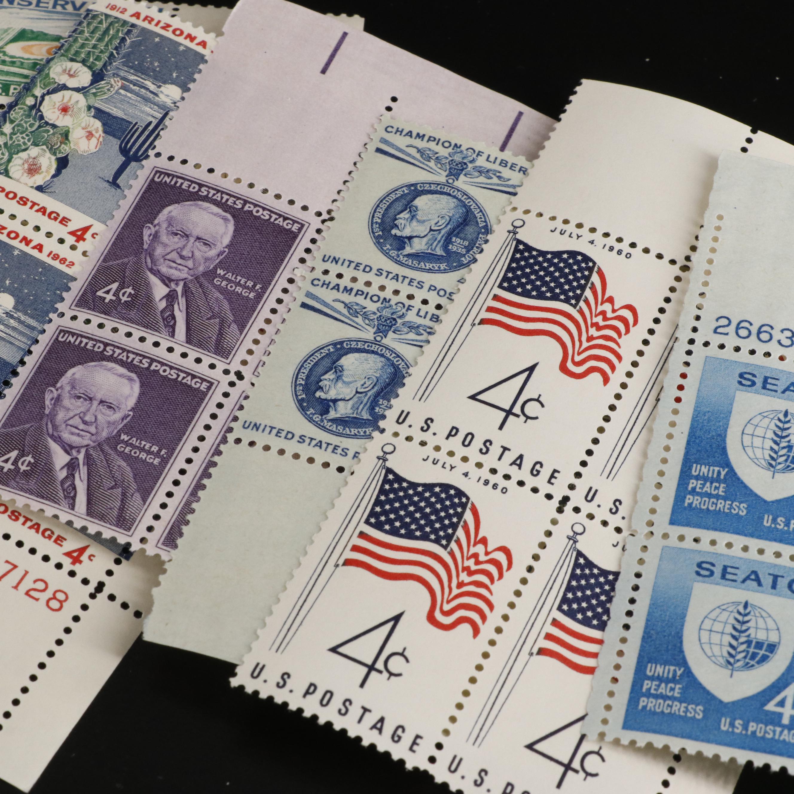 1,000 U.S. Postage Stamp Plate Blocks, 1950s