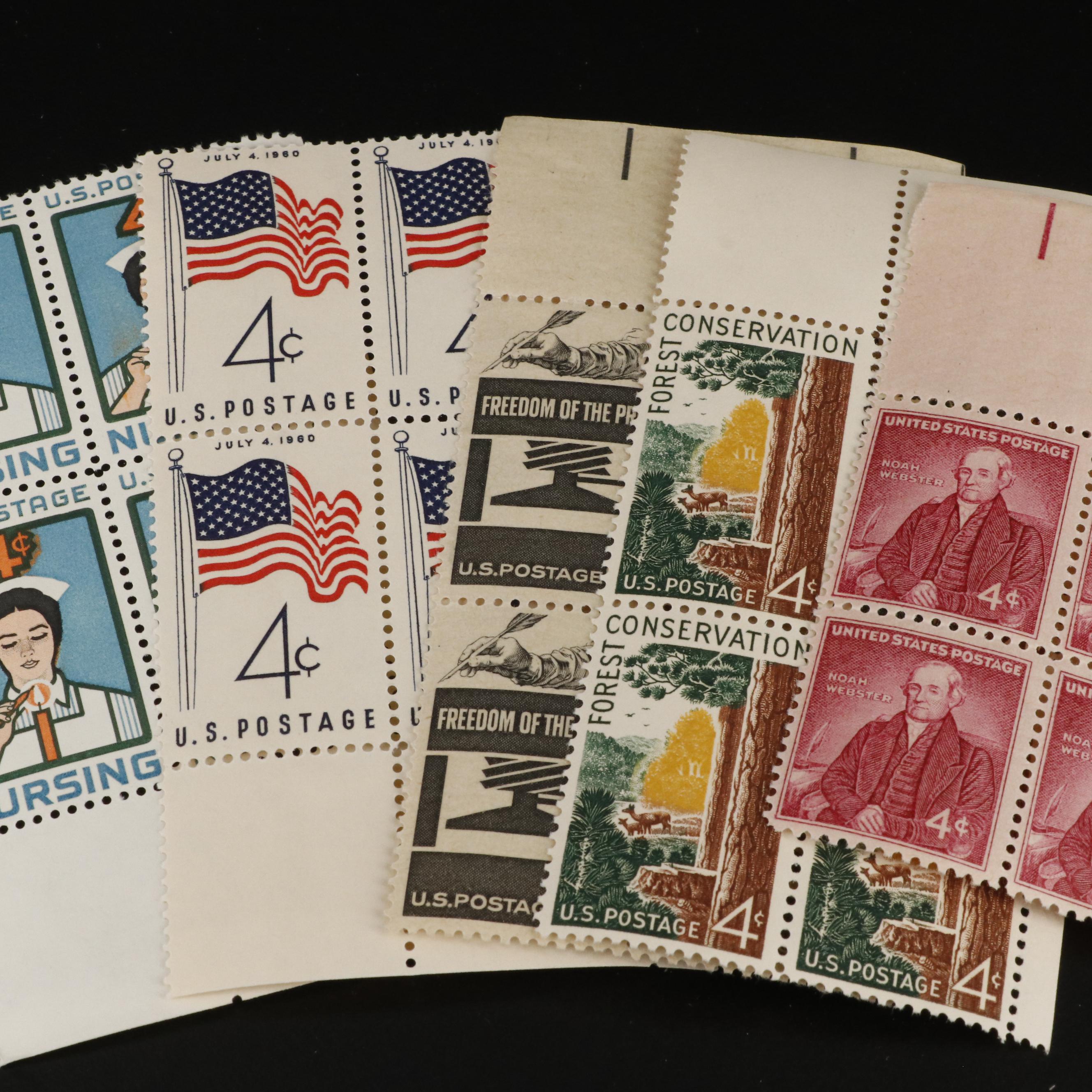 1,000 U.S. Postage Stamp Plate Blocks, 1950s