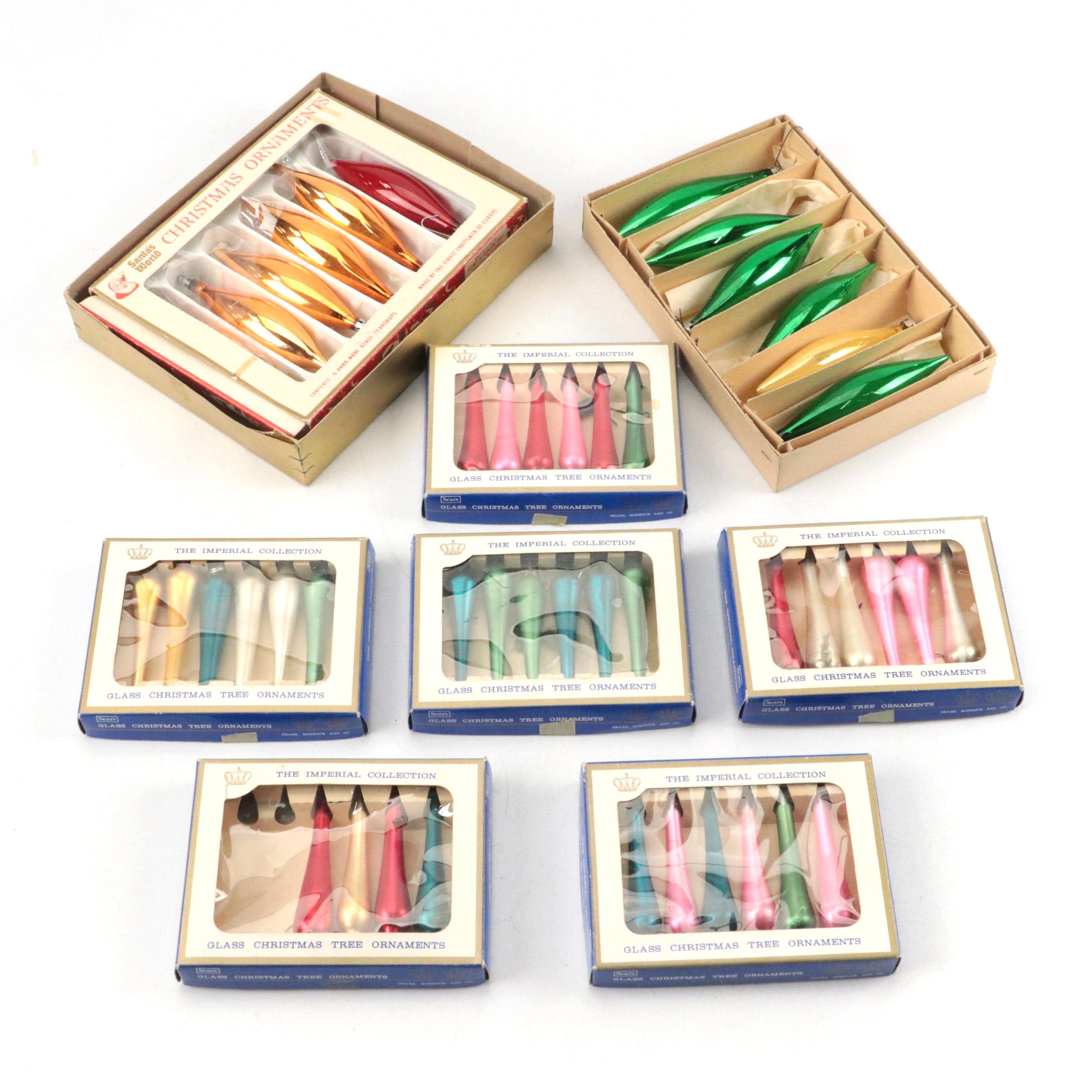 Sears The Imperial Collection Glass Christmas Tree Ornaments and Others, Vintage