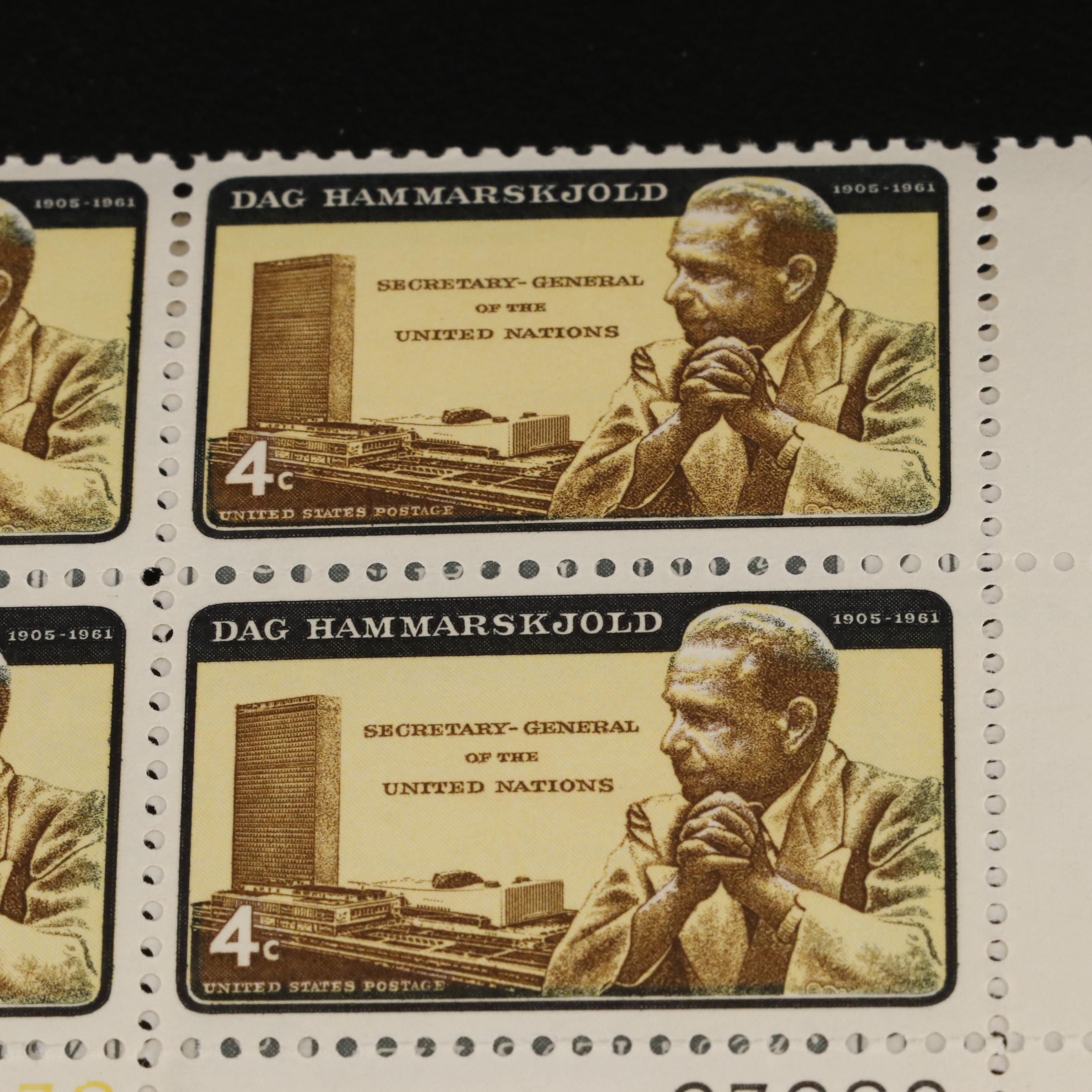 1,000 U.S. Postage Stamp Plate Blocks, 1950s