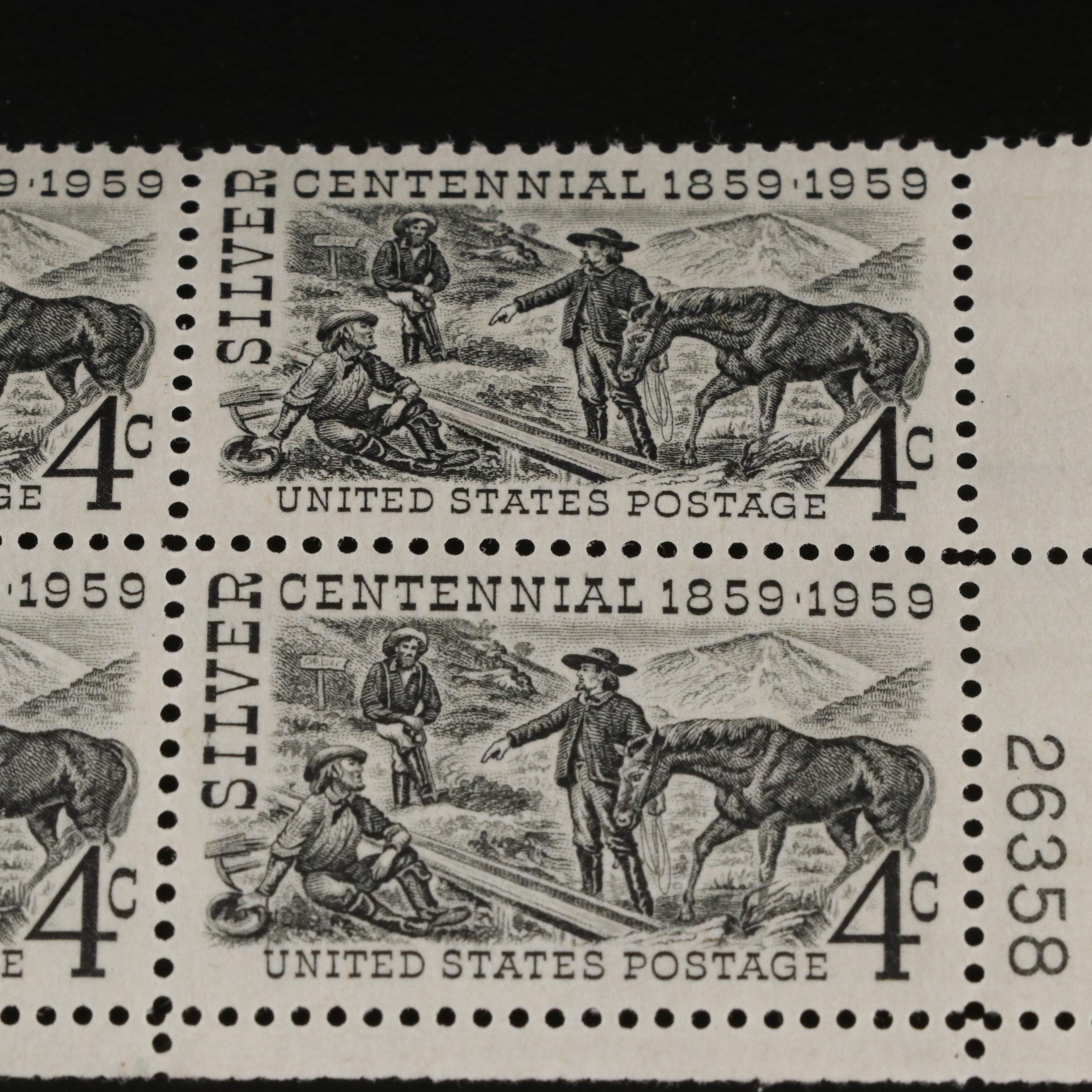 1,000 U.S. Postage Stamp Plate Blocks, 1950s