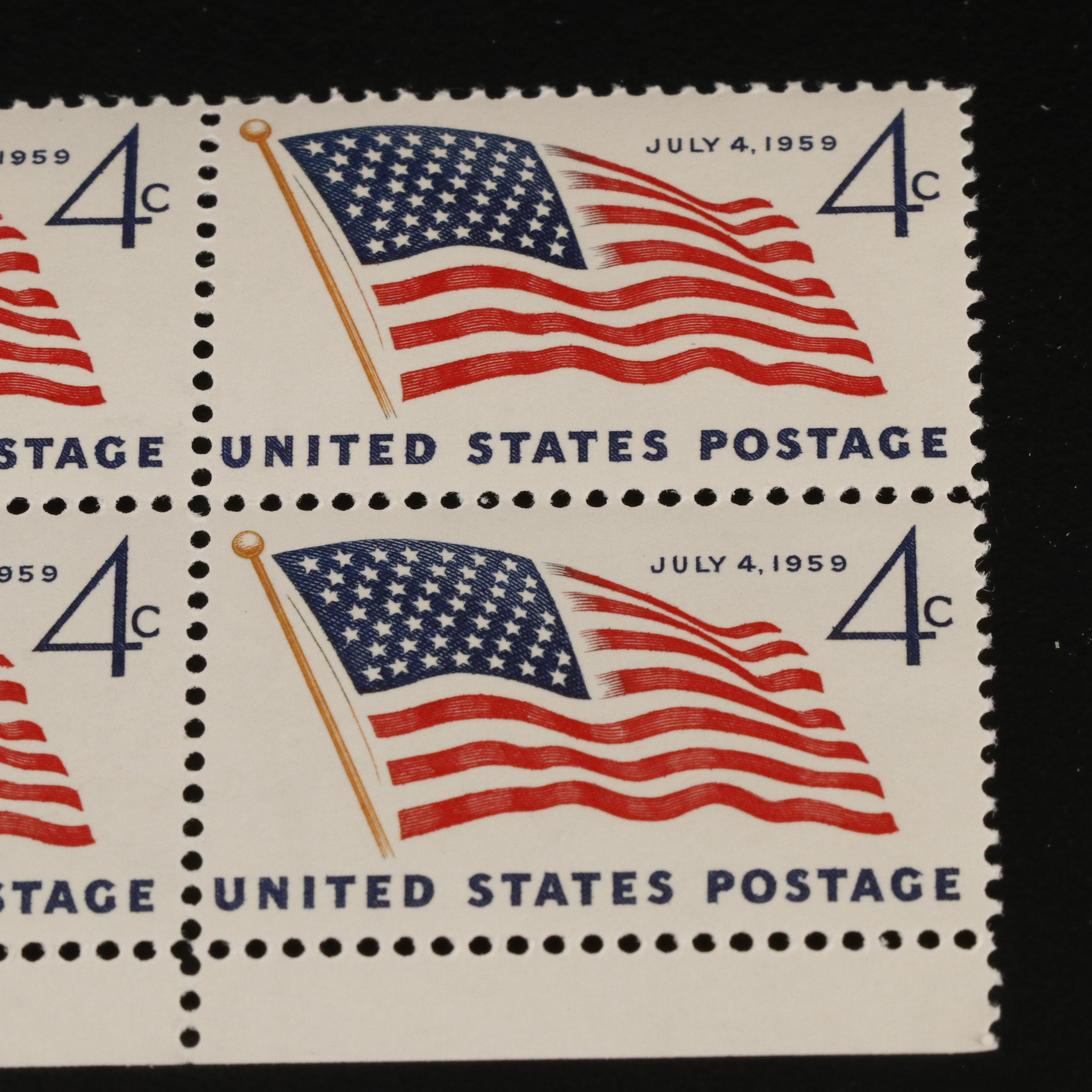 1,000 U.S. Postage Stamp Plate Blocks, 1950s