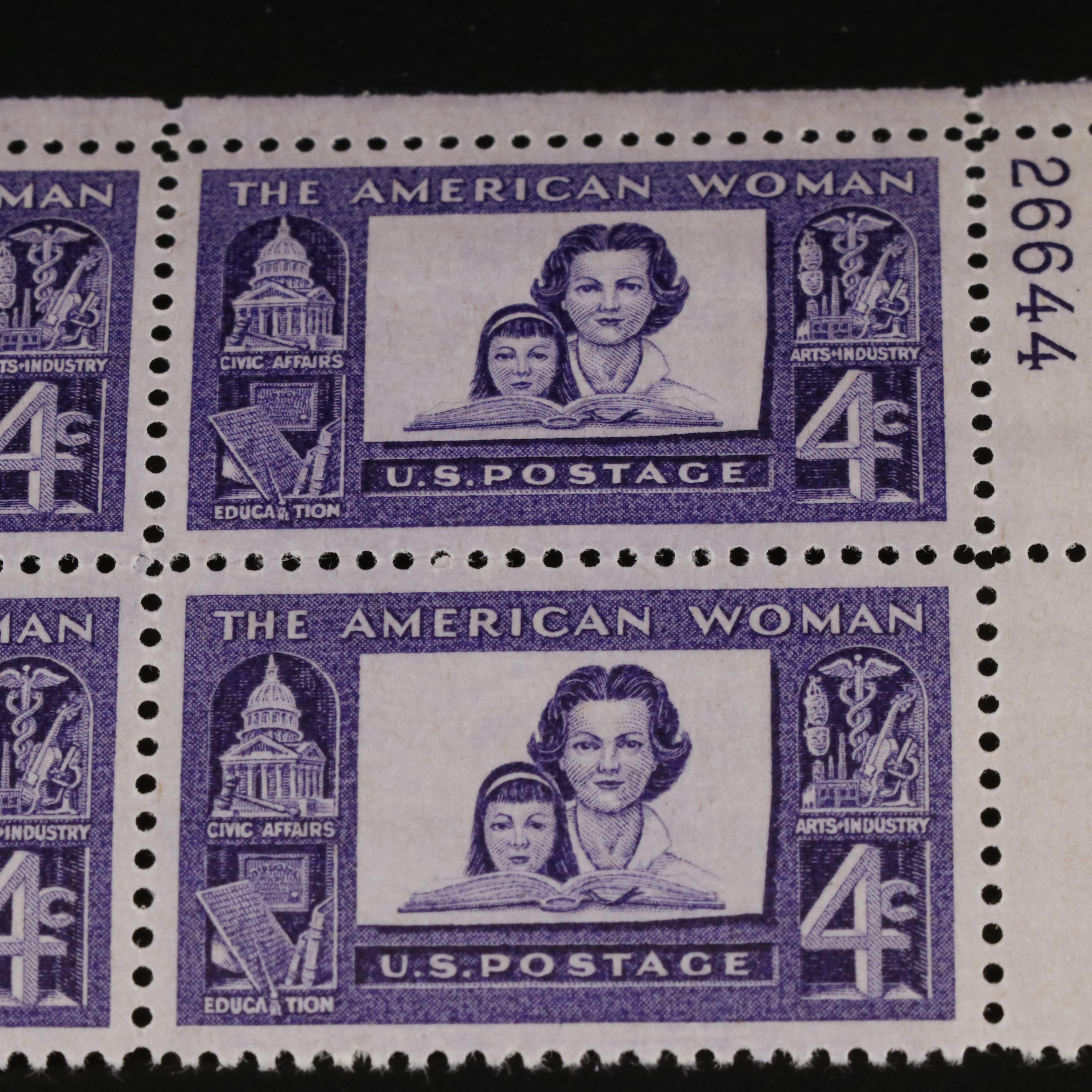 1,000 U.S. Postage Stamp Plate Blocks, 1950s