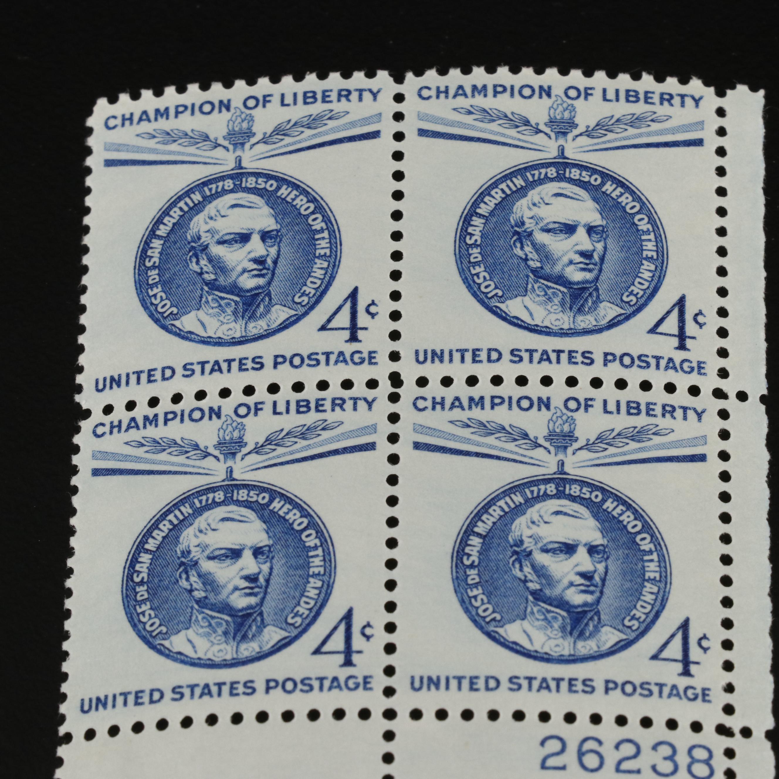 1,000 U.S. Postage Stamp Plate Blocks, 1950s