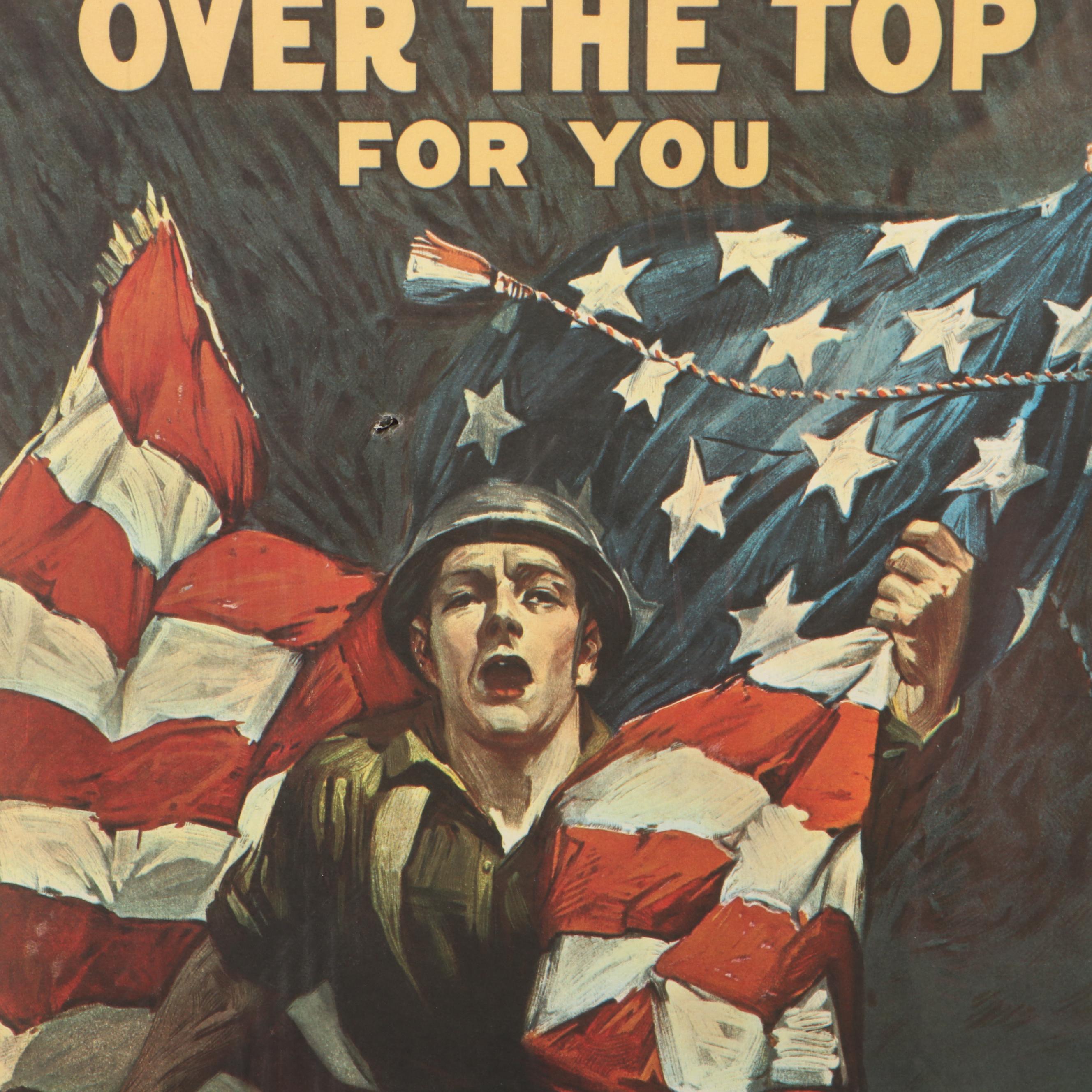 Sidney Riesenberg World War I War Bonds Poster "Over the Top For You"