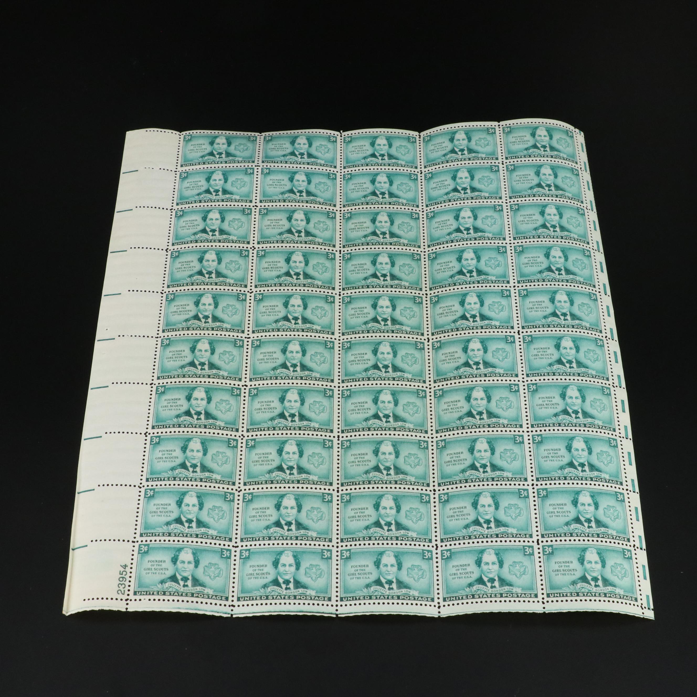 Eighty-Nine Mint Condition U.S. 3-Cent Postage Stamp Sheets, 40s and 50s