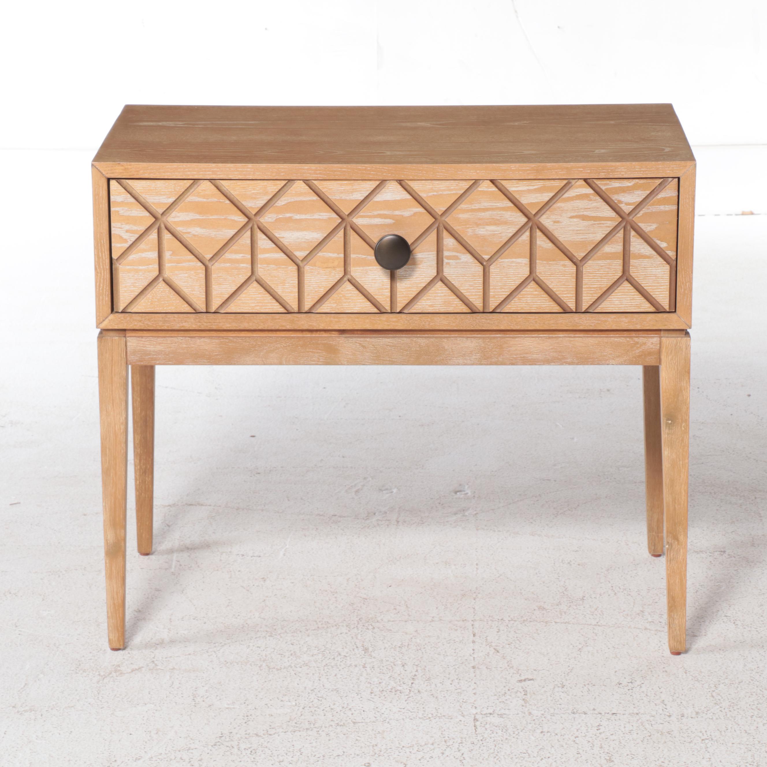 Contemporary Cerused Oak End Table