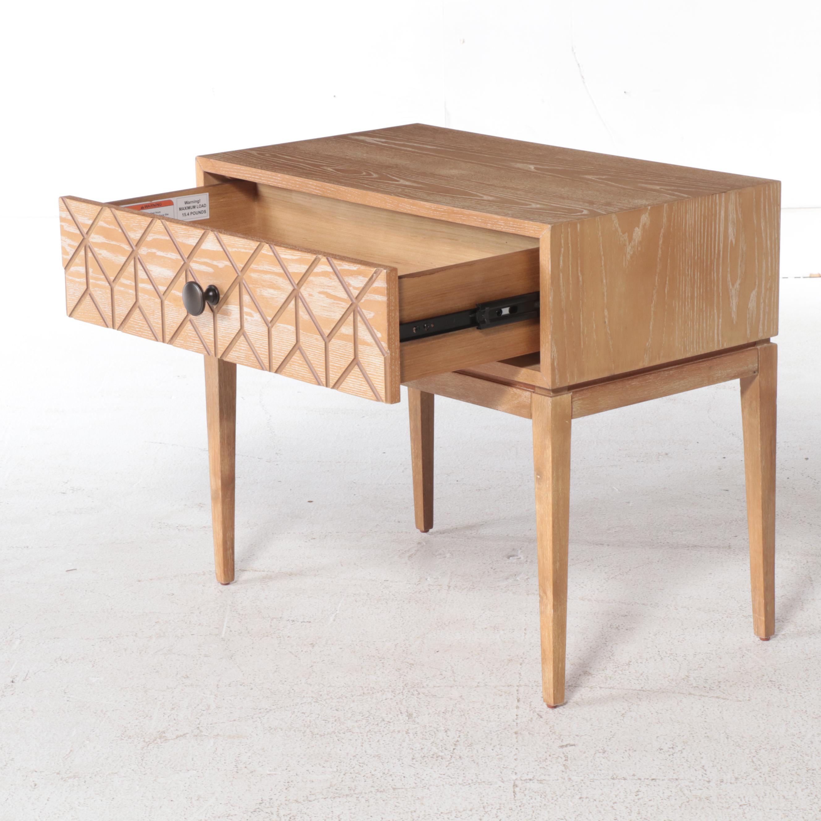 Contemporary Cerused Oak End Table