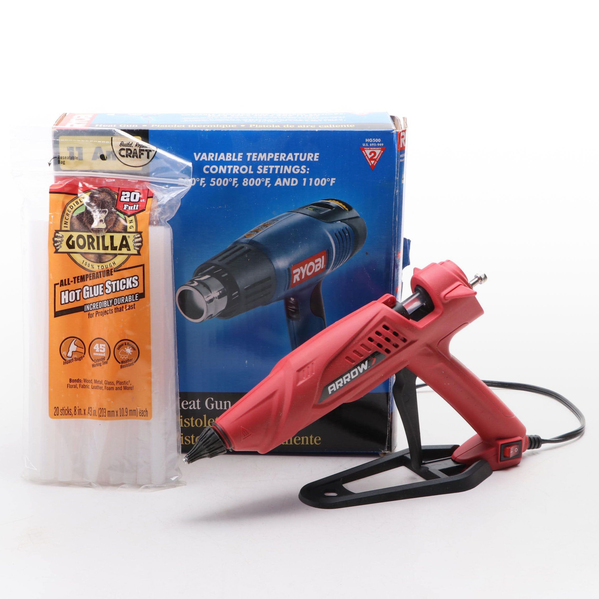 Ryobi Heat Gun and Arrow Hot Glue Gun with Glue Sticks EBTH