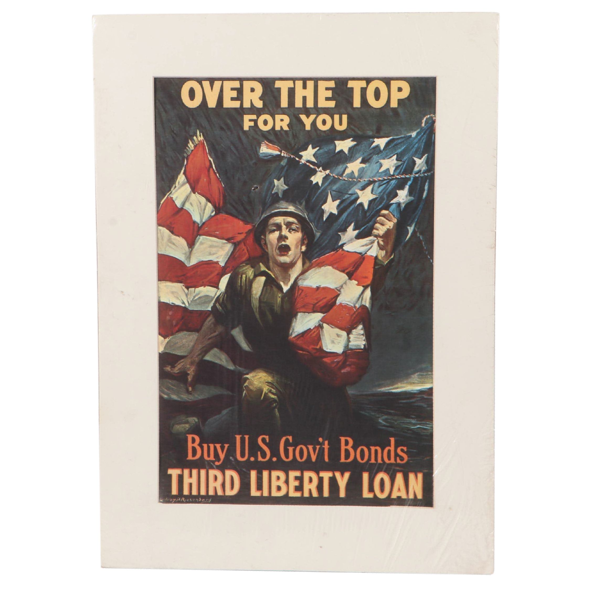 Sidney Riesenberg World War I War Bonds Poster "Over the Top For You"