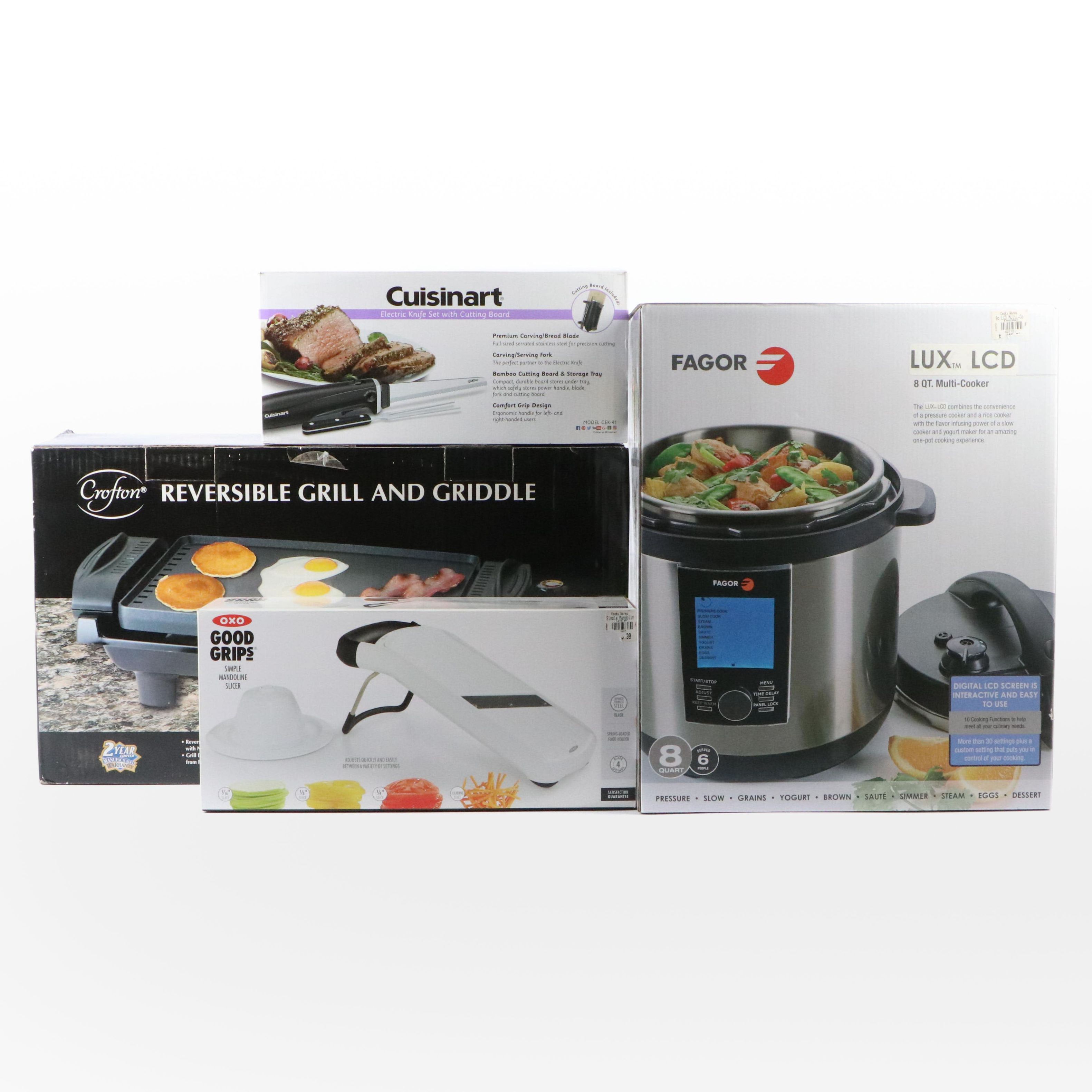Fagor 8 Qt. Electric Cooker, Crofton Grill, Cuisinart Electric Knife and More