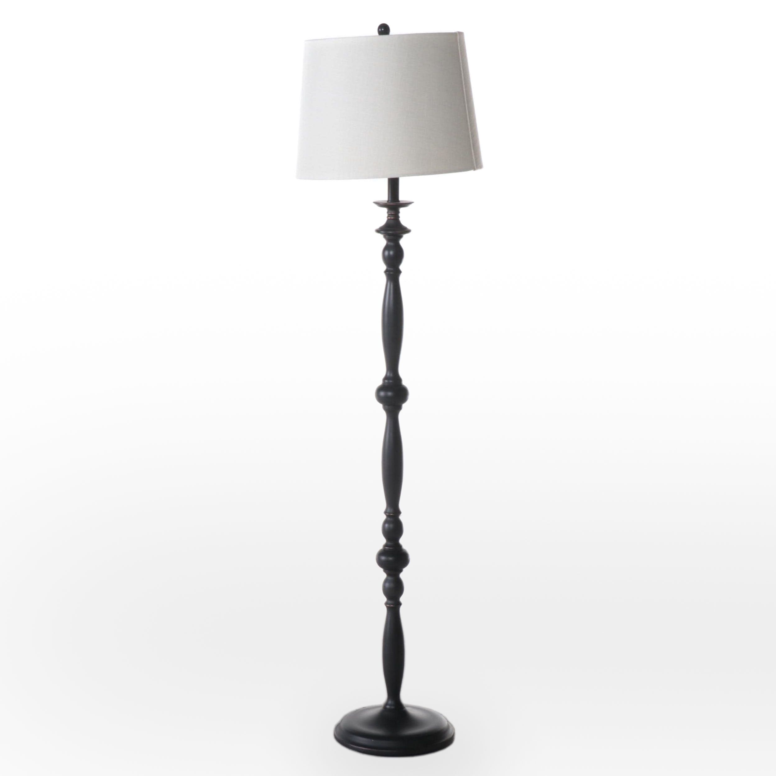 Contemporary Faux Bois Spindle Floor Lamp