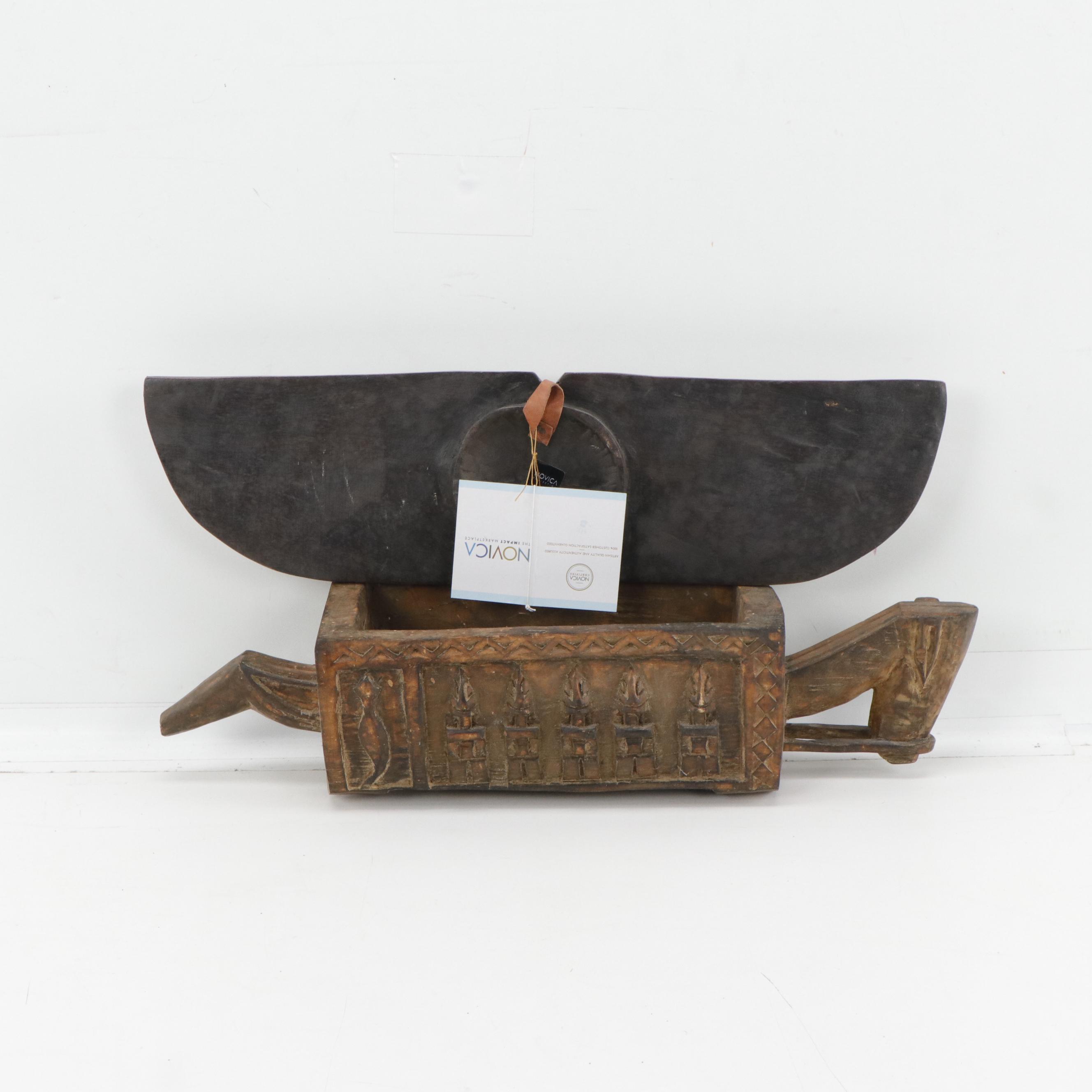 African Bwa Painted Wood Mask and Dogon Carved Wood Vessel, 20th/21st Century