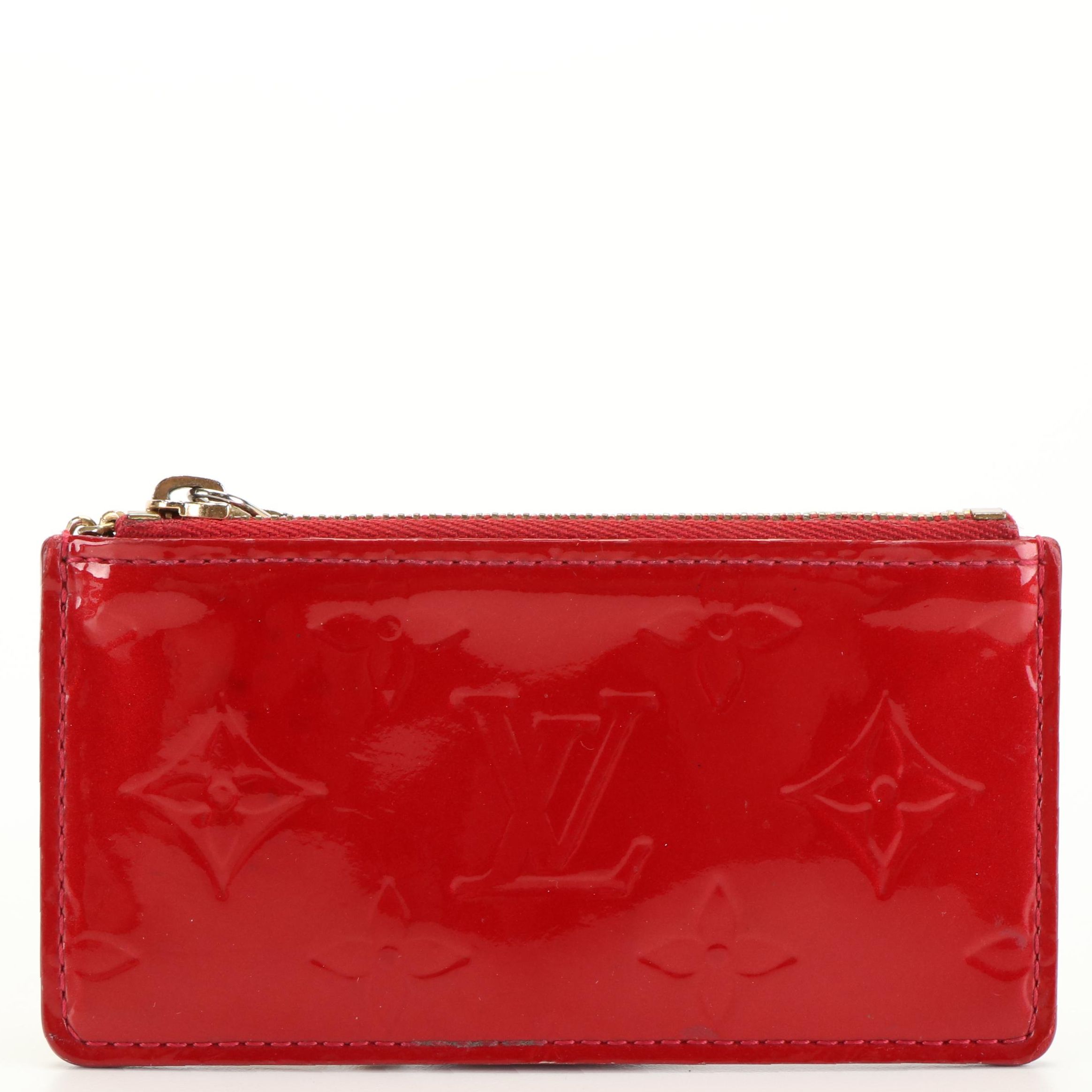 Louis Vuitton Red Monogram Vernis Key Pouch with Box