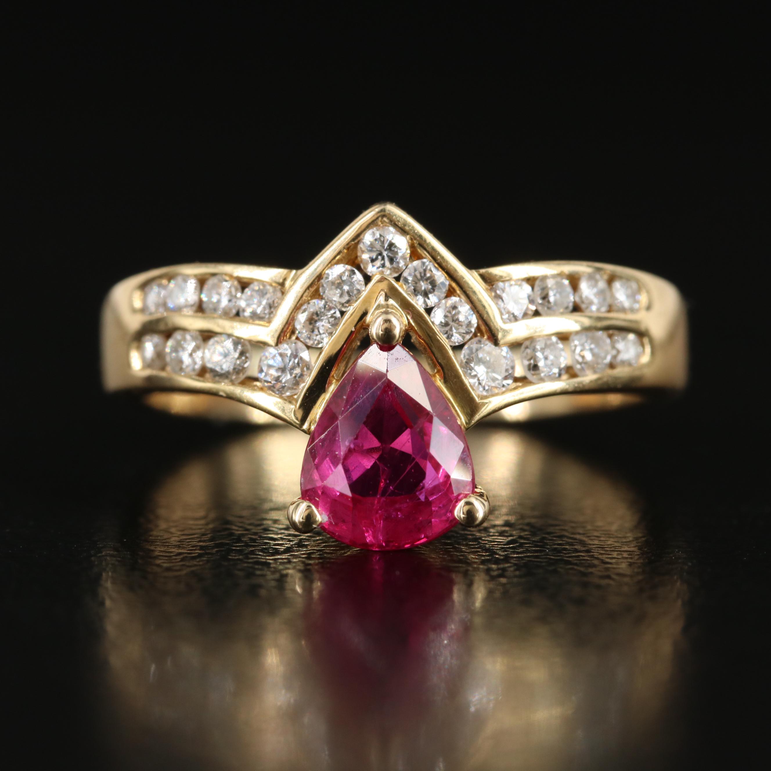 18K 1.00 CT Thai Ruby and Diamond Ring with GIA Report