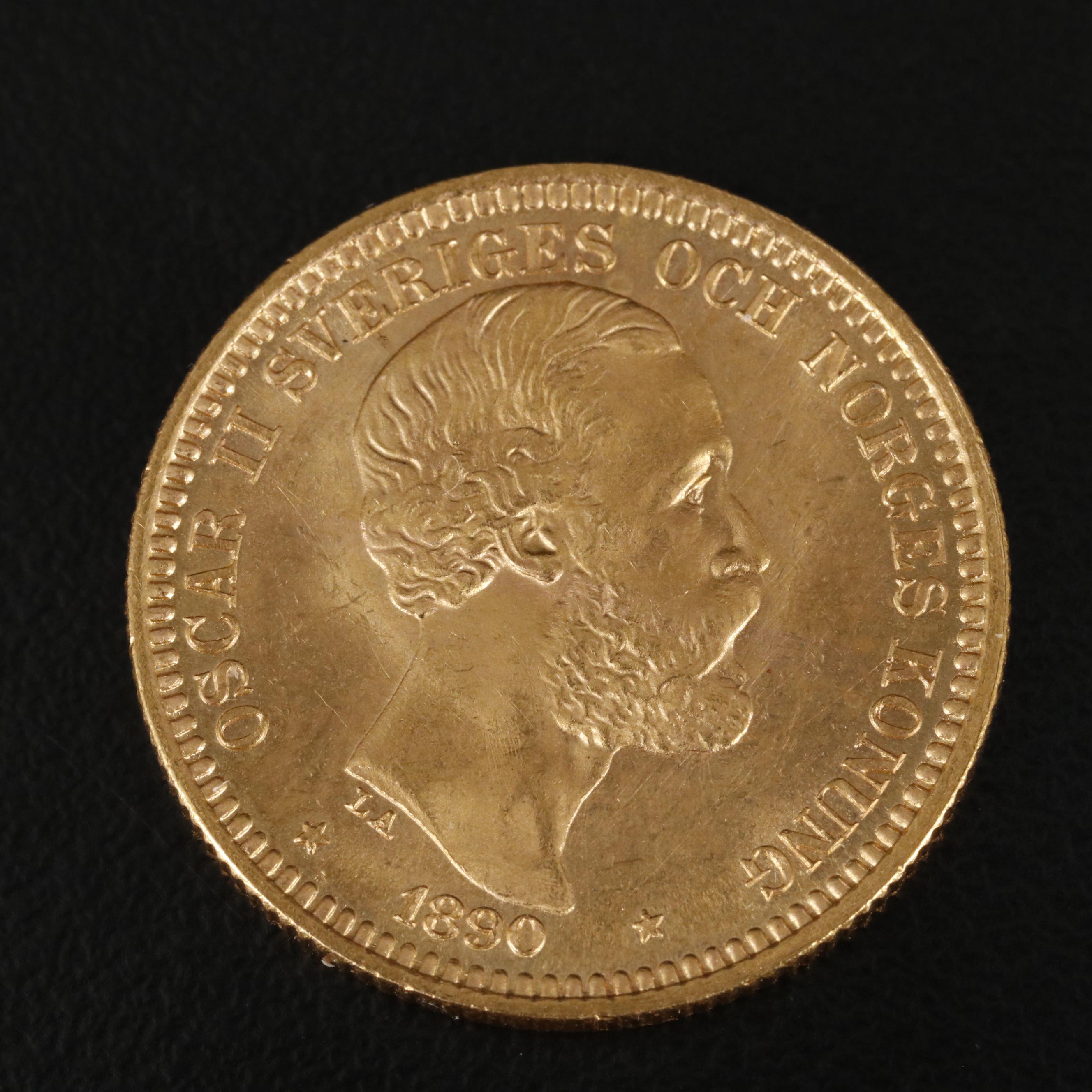 1890 EB Sweden Twenty Kronor Gold Coin