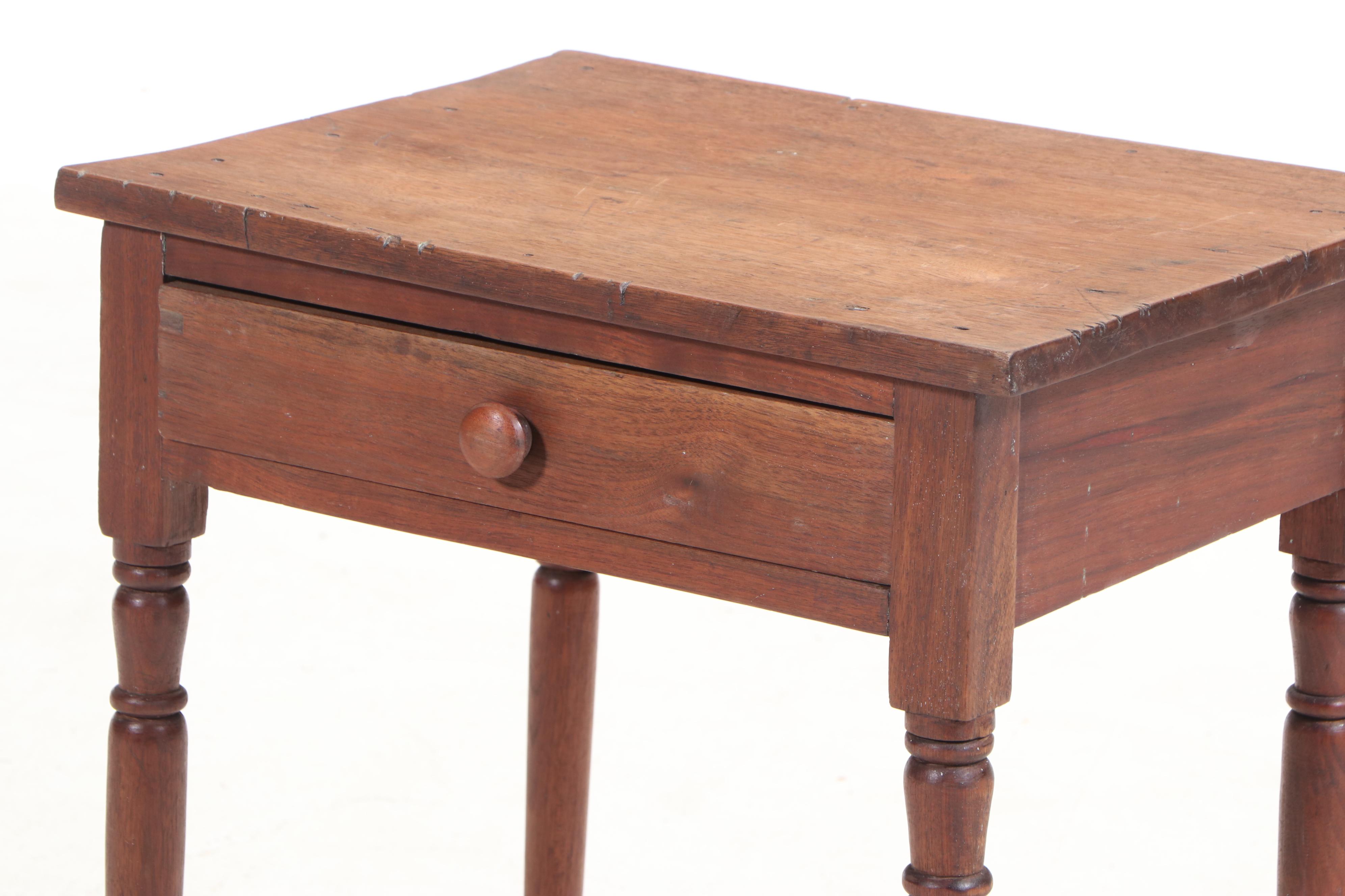American Primitive Walnut Side Table, 19th Century