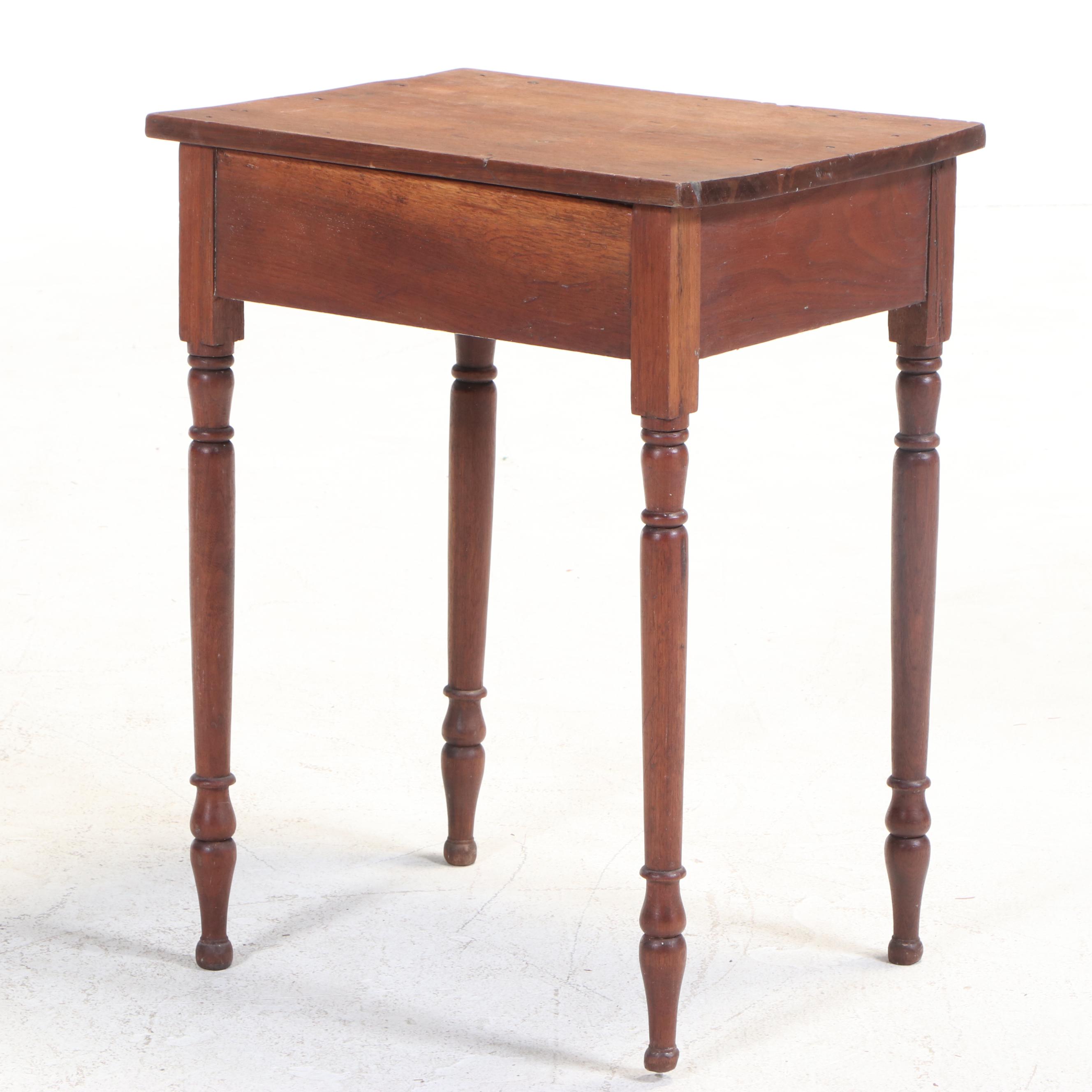 American Primitive Walnut Side Table, 19th Century