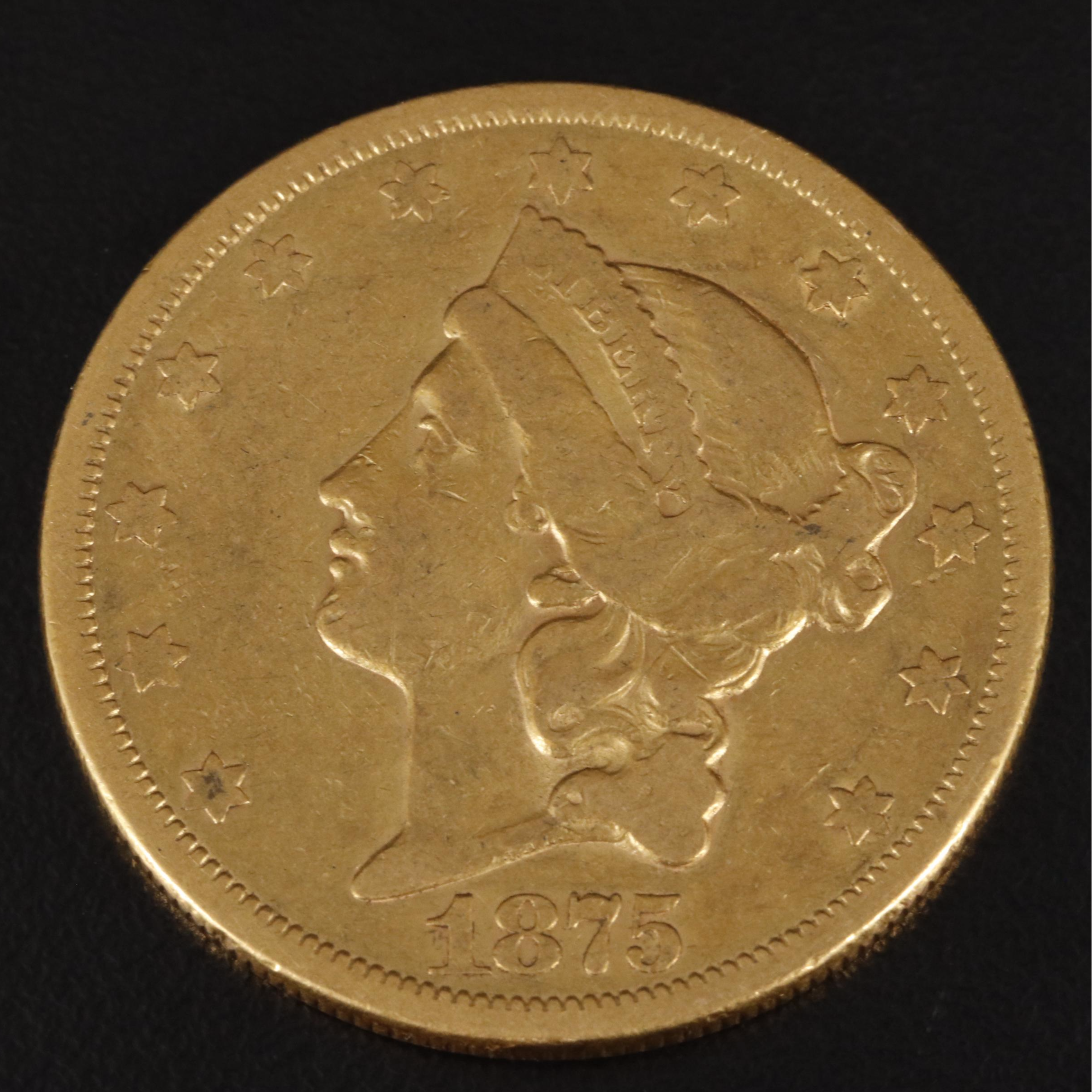 1875-S Liberty Head $20 Gold Coin
