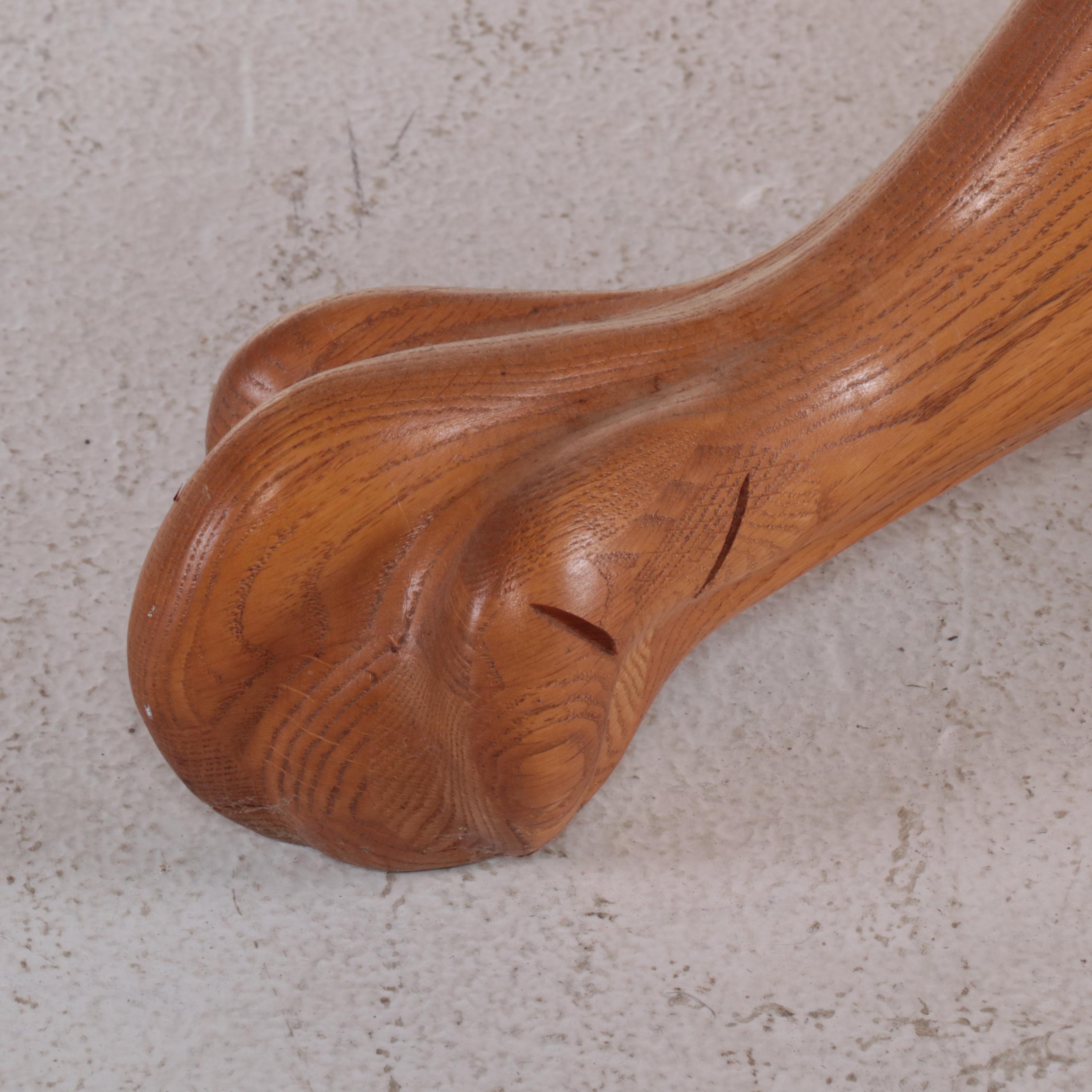 Oak Clawfoot Pedestal Dining Table with Two Chairs