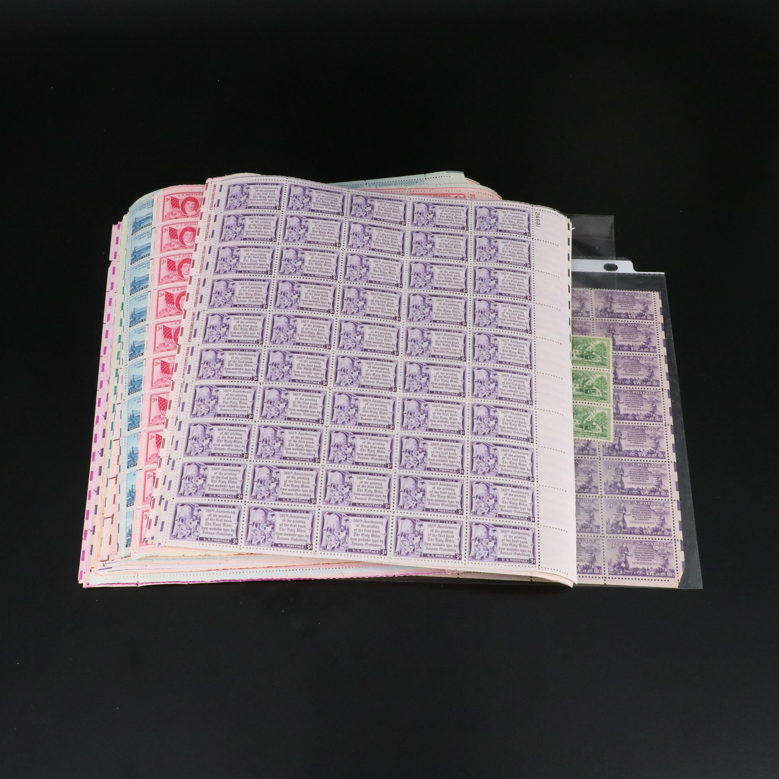 Group of U.S. 3-Cent Postage Stamp Sheets