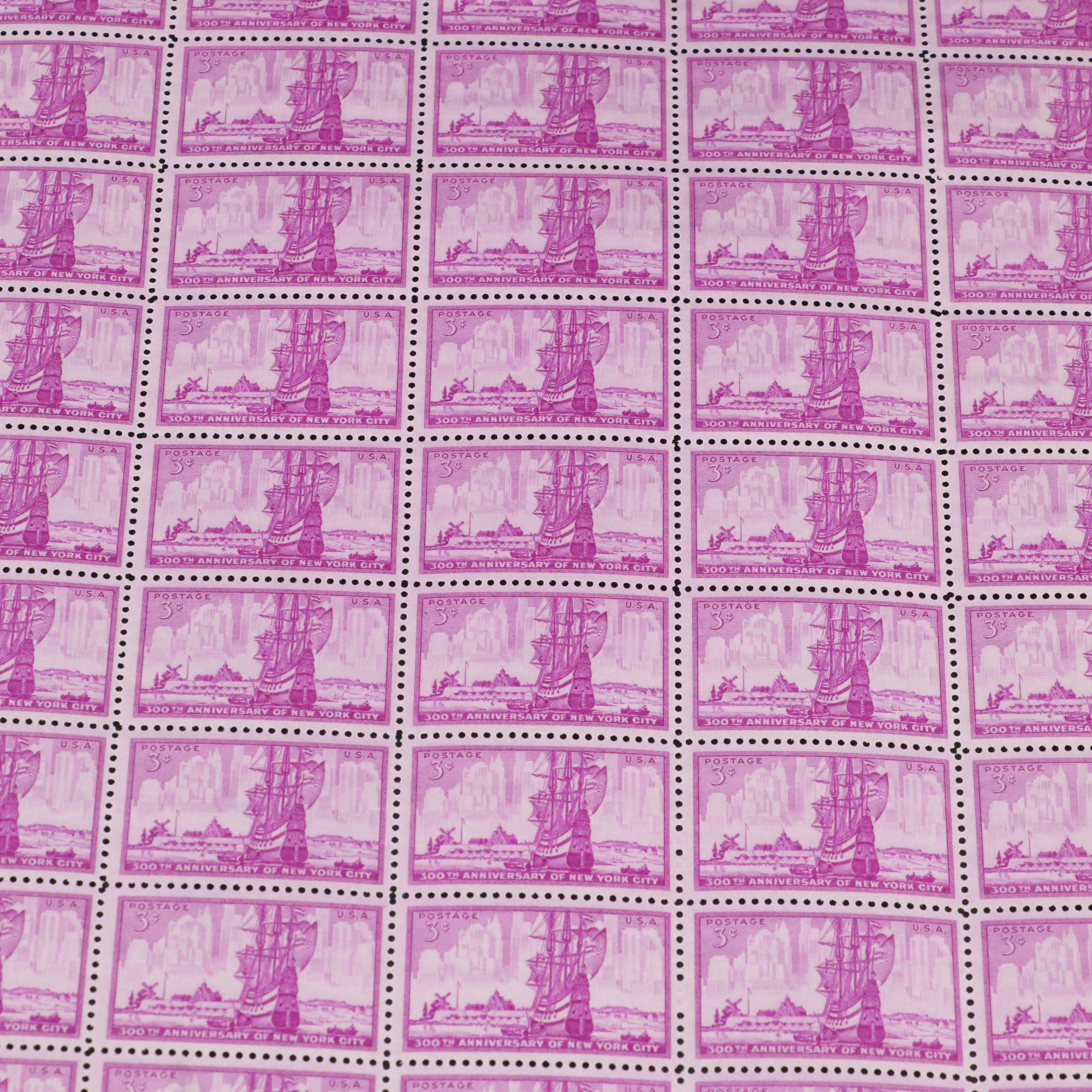 Group of U.S. 3-Cent Postage Stamp Sheets