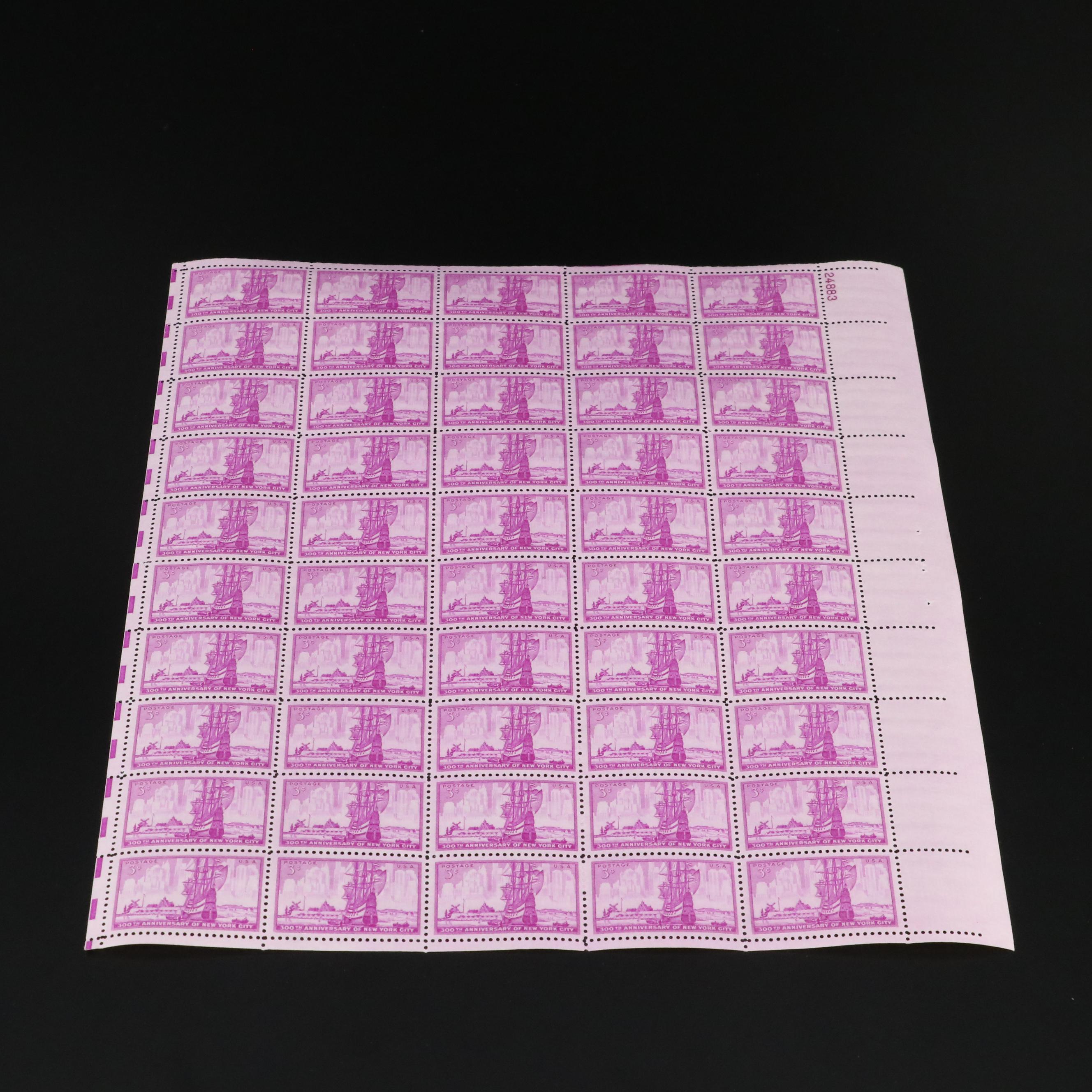 Group of U.S. 3-Cent Postage Stamp Sheets