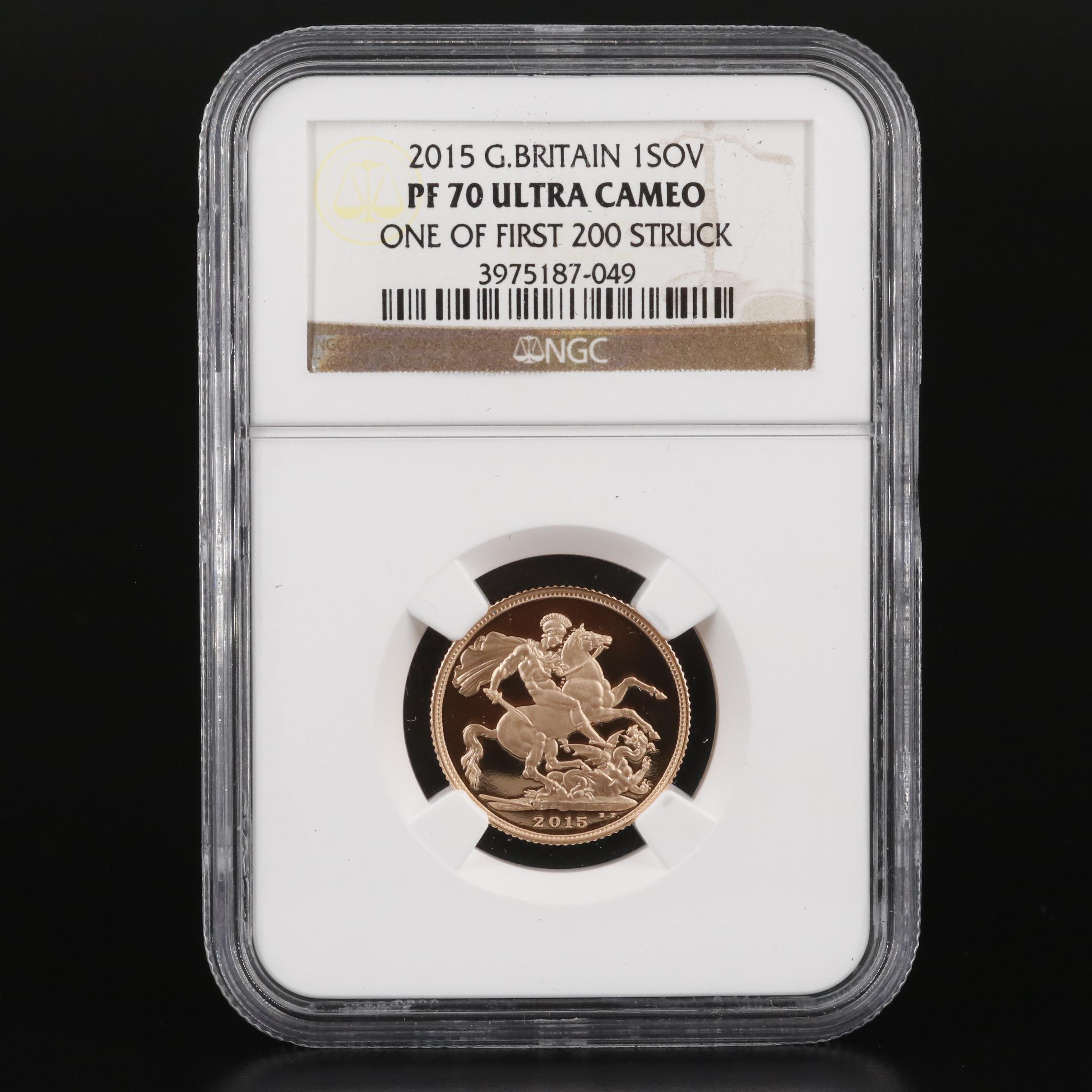 NGC PF70 Ultra Cameo 2015 British Gold Sovereign