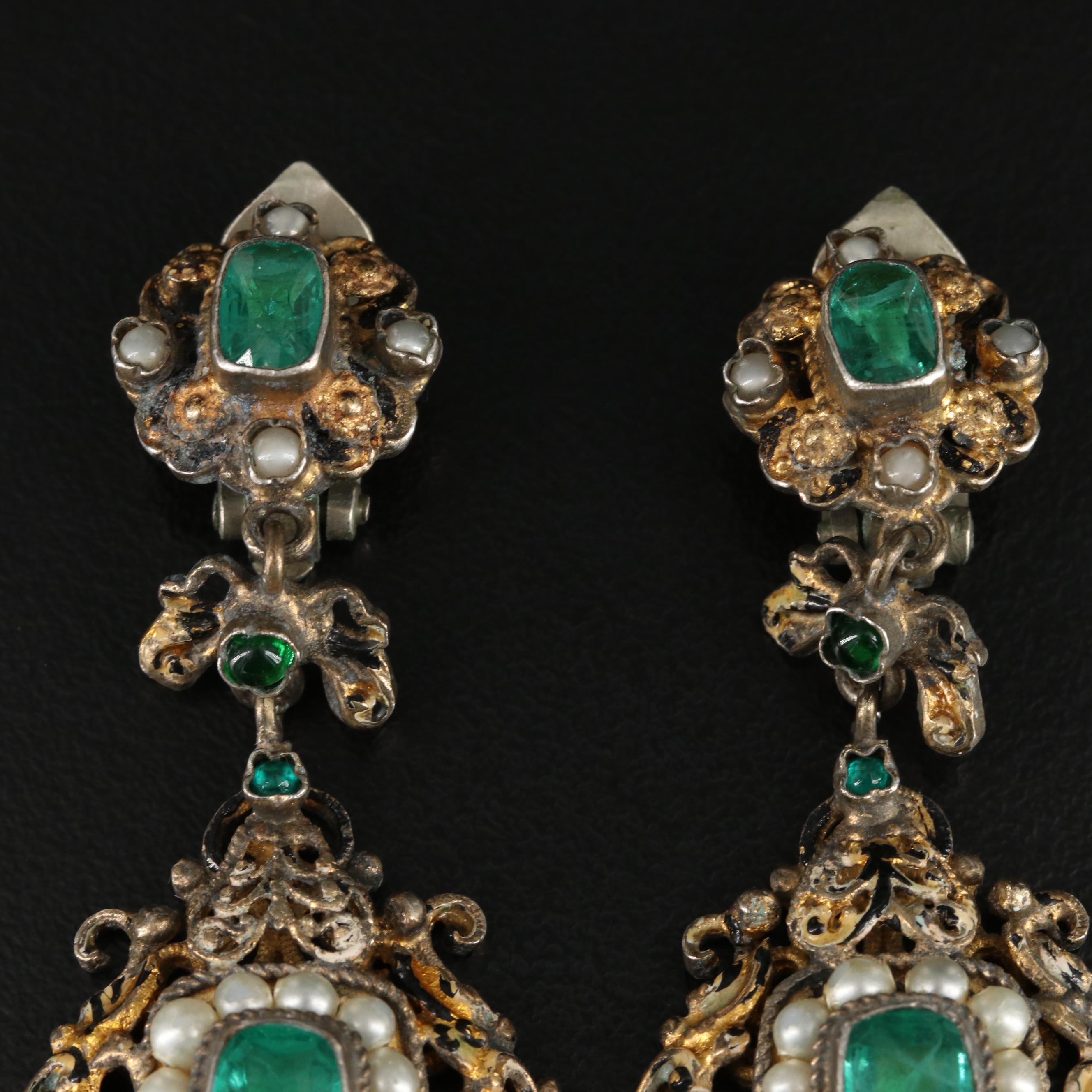 Antique Austro-Hungarian 800 Silver Earrings and Brooch