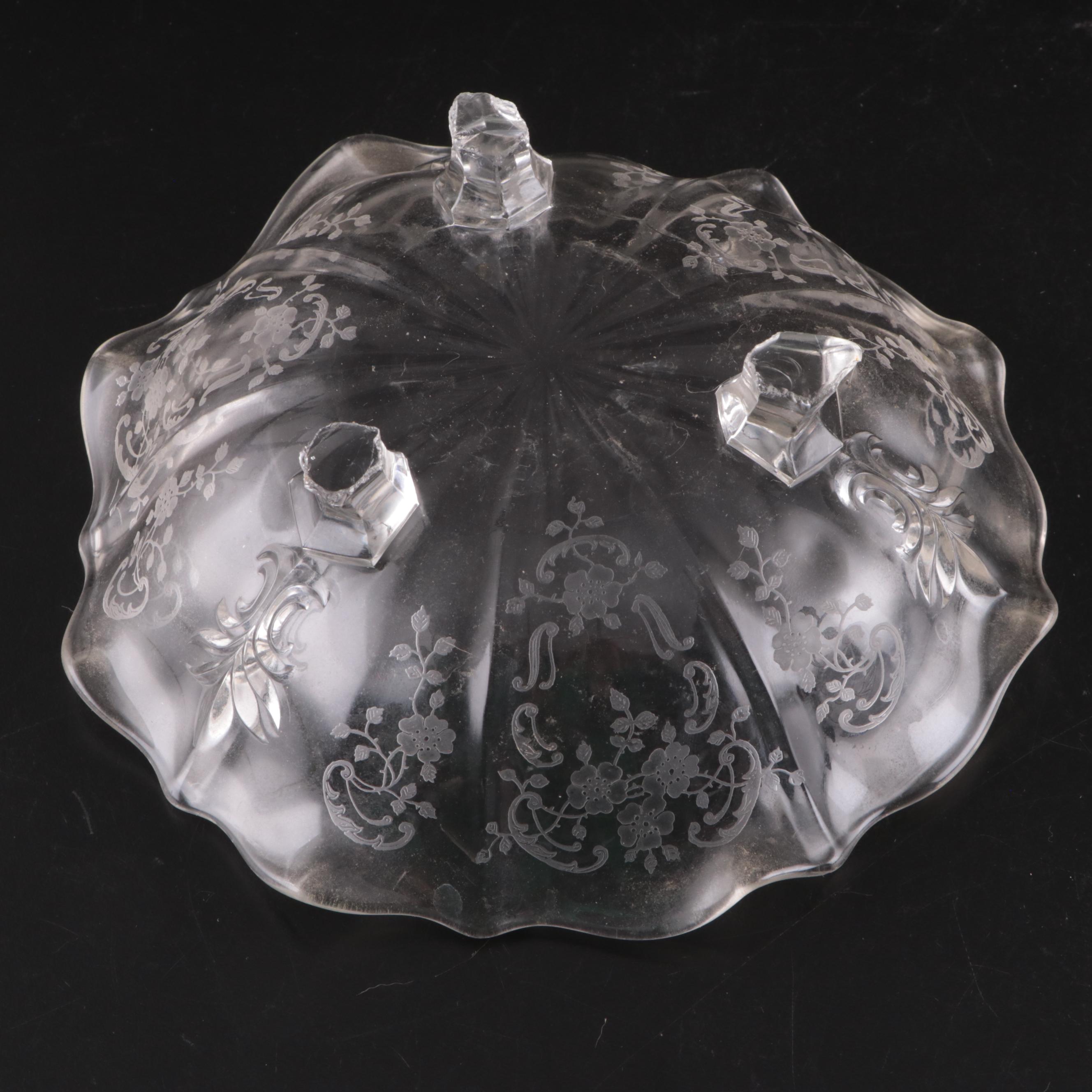 Pressed Glass Compote with Cherub Motif and More