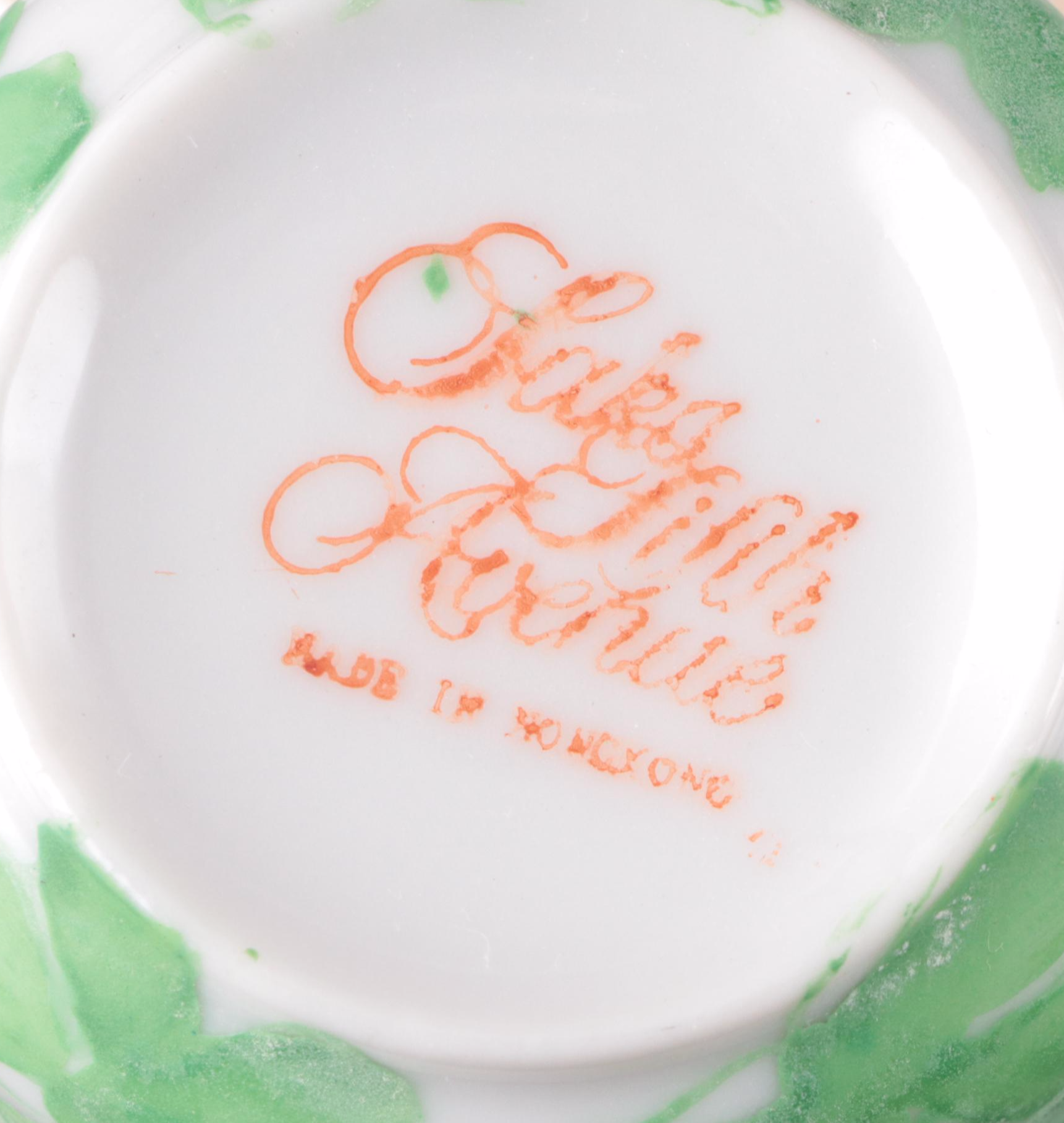 Saks Fifth Avenue Hand-Painted Green Butterfly Tea Set