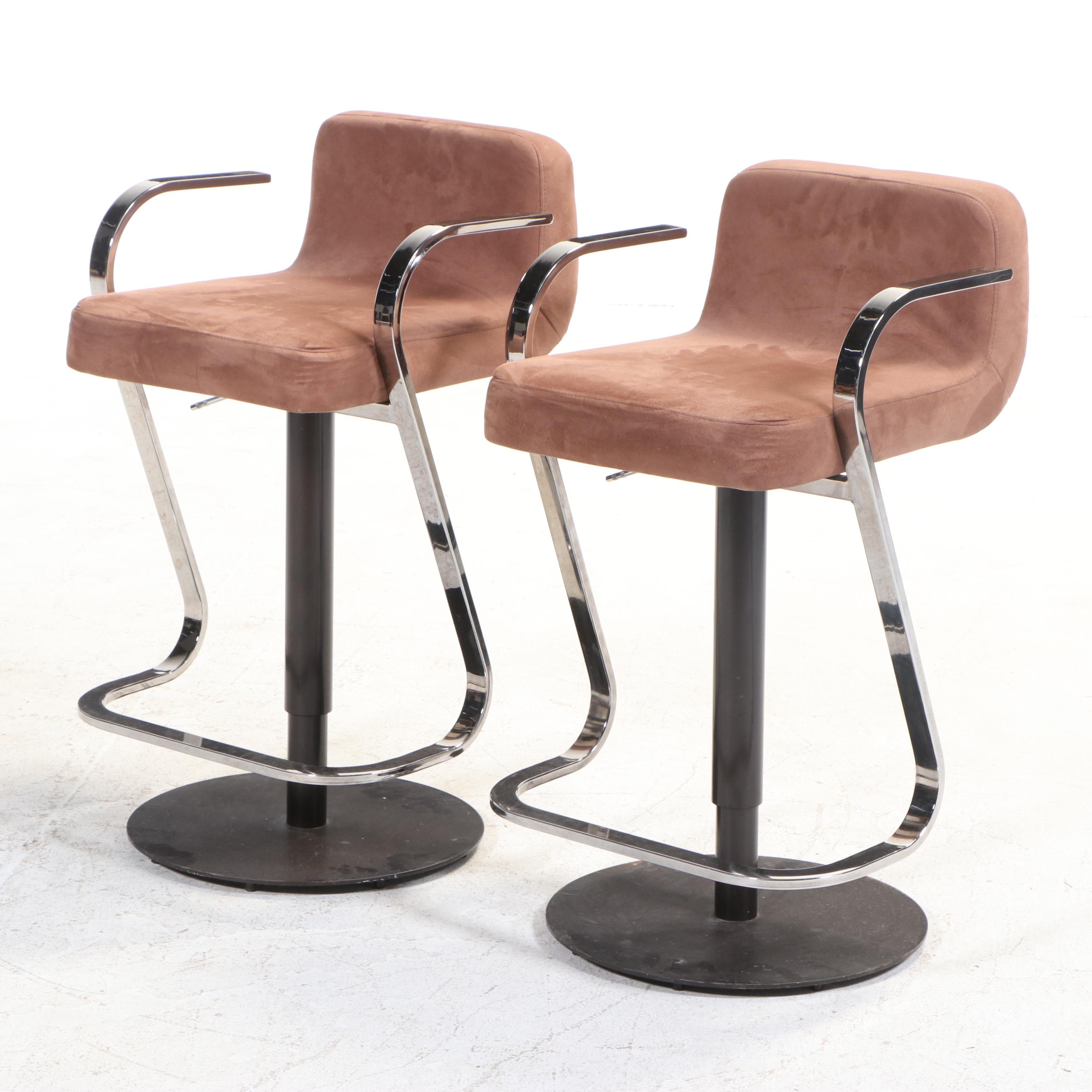 Pair of Elite Mfg. Corp. Modernist Style AdjustableHeight Swivel Bar