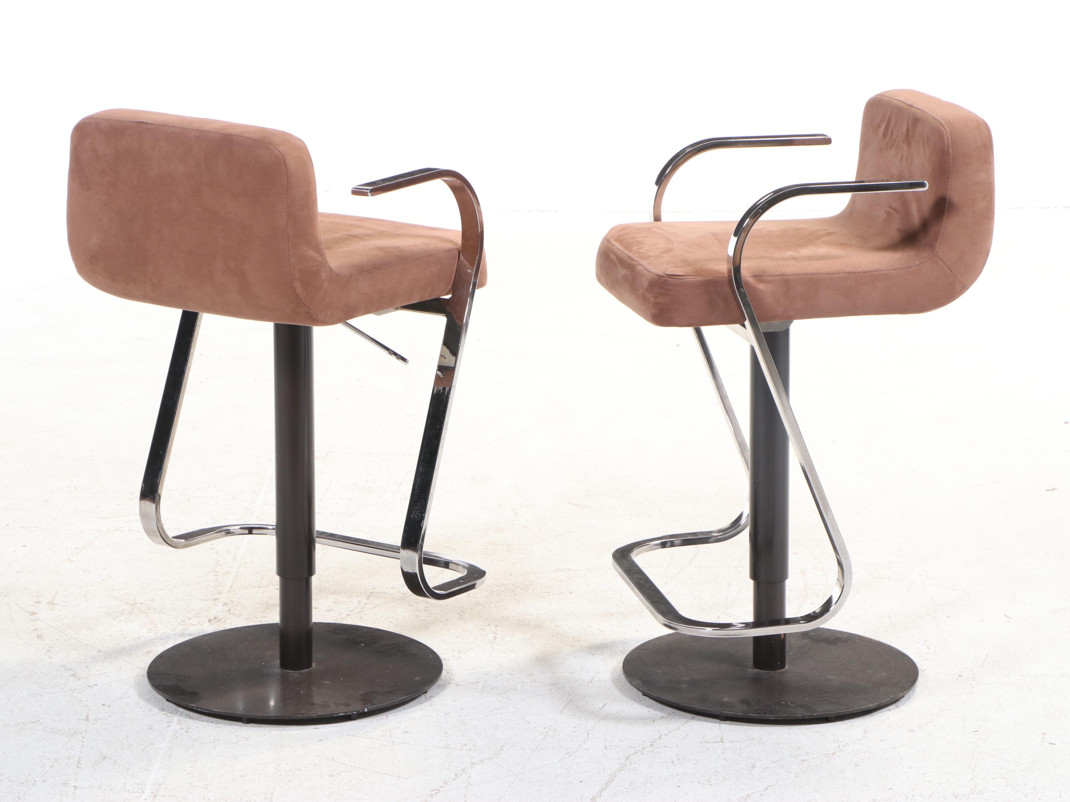Pair of Elite Mfg. Corp. Modernist Style AdjustableHeight Swivel Bar