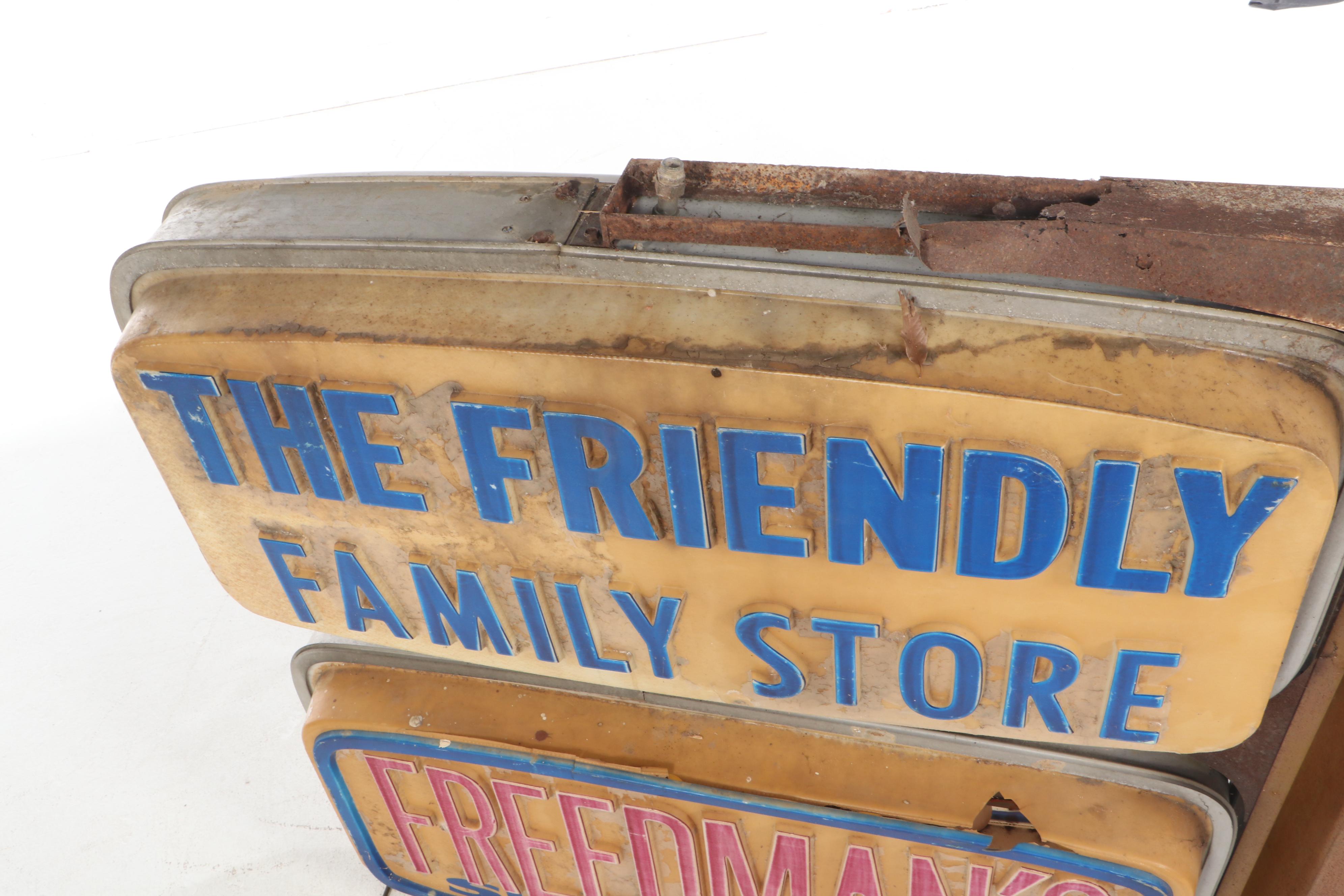 Freedman's "The Friendly Family Store" Illuminated Advertising Sign, Mid-20th C.
