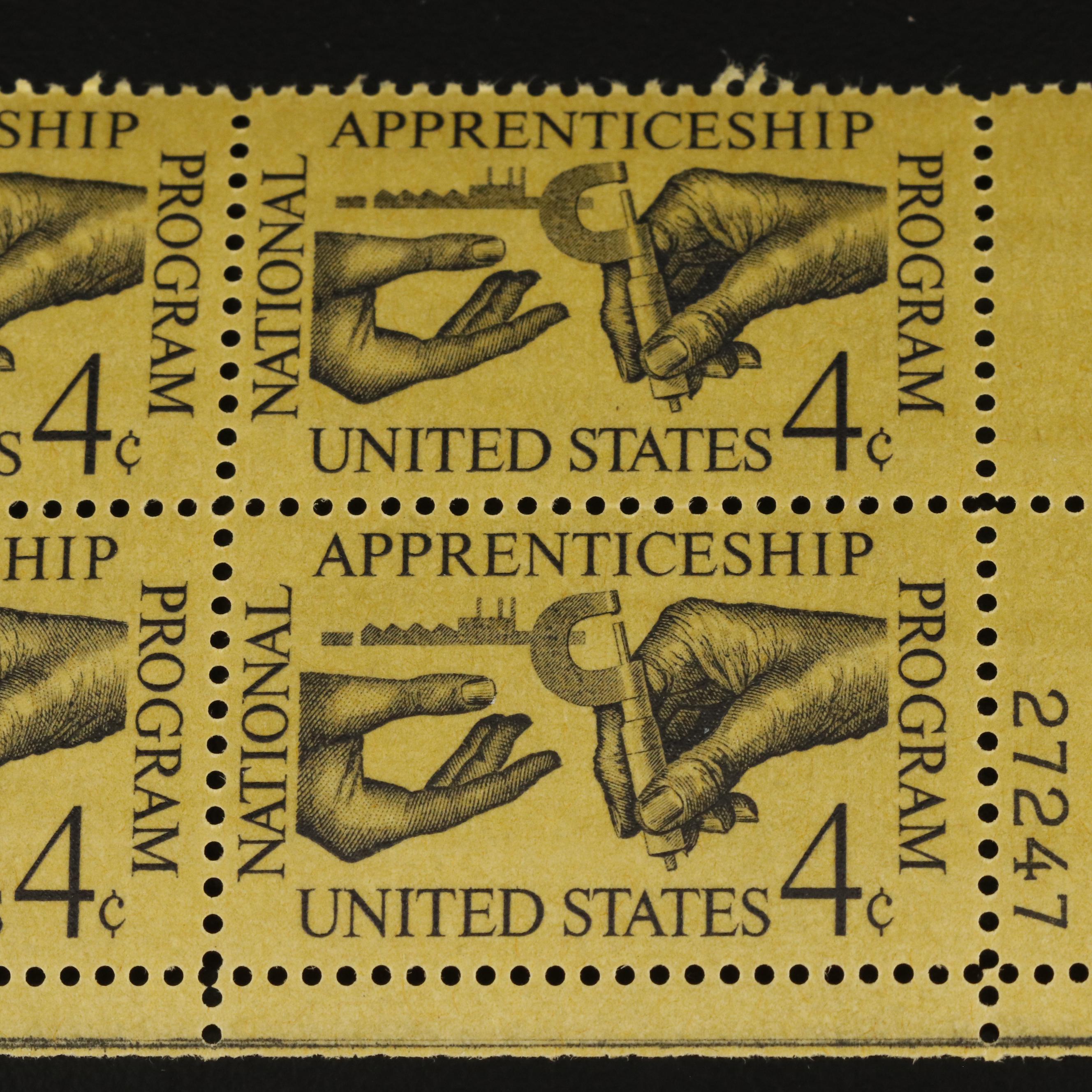 1,000 Mint Condition U.S. Plate Blocks, 1940s-1960s