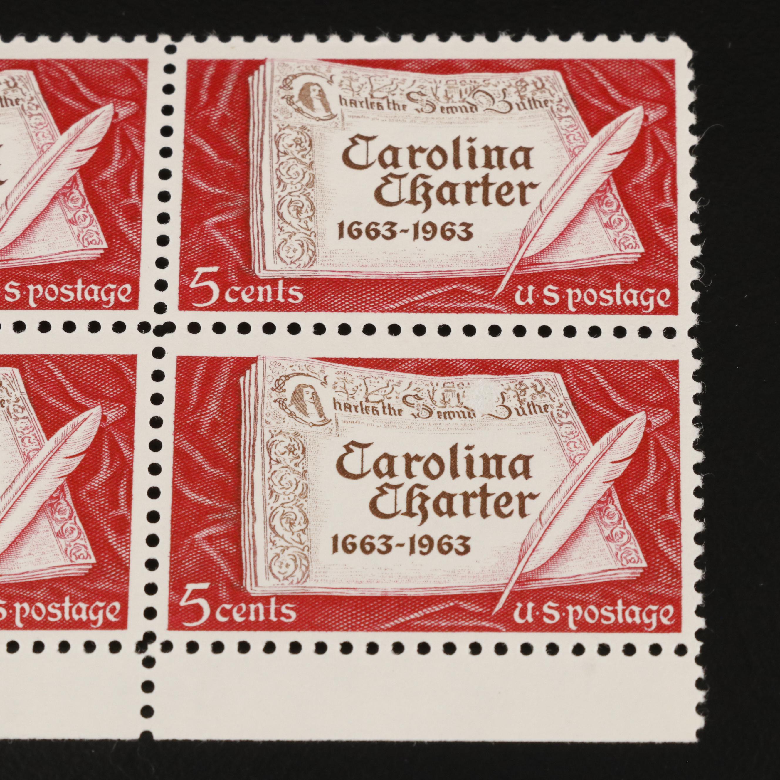 1,000 Mint Condition U.S. Plate Blocks, 1940s-1960s